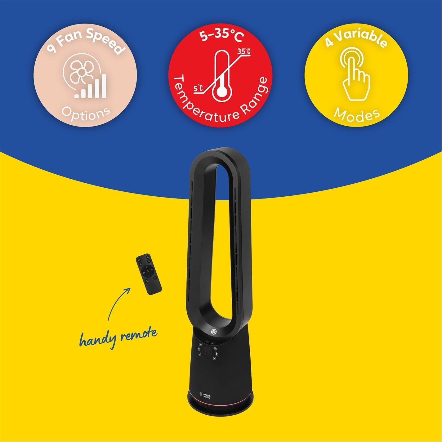 Black - Russell Hobbs - RHBHC2030B Bladeless Heat and Cool Fan with Remote - 10