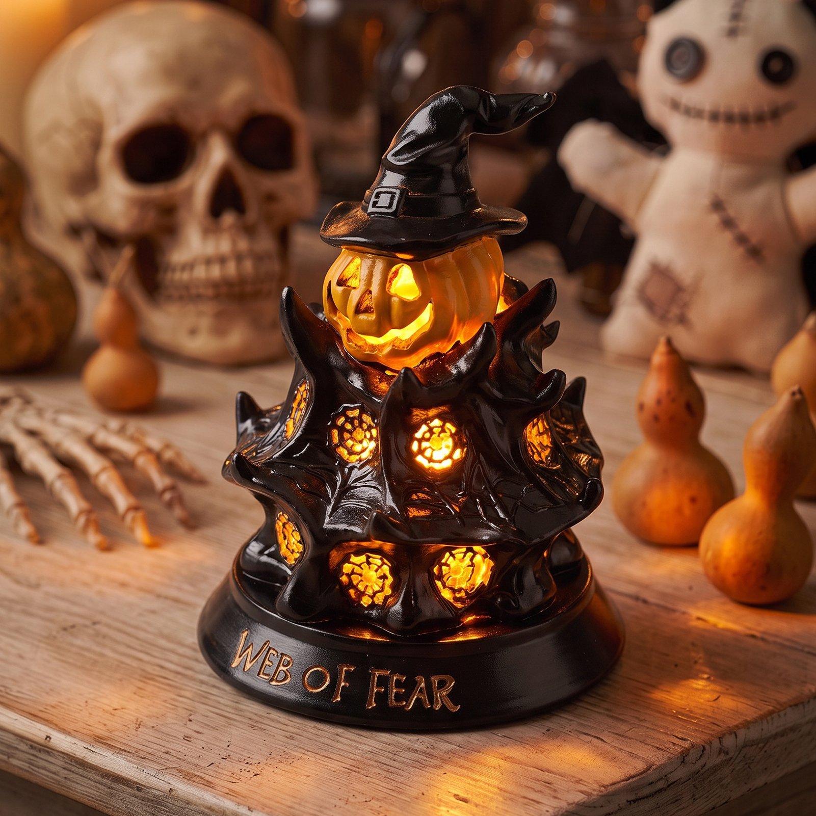 Black/Orange - LIFE IDEAS - Halloween Witch Hat & Pumpkin Night Light - 1