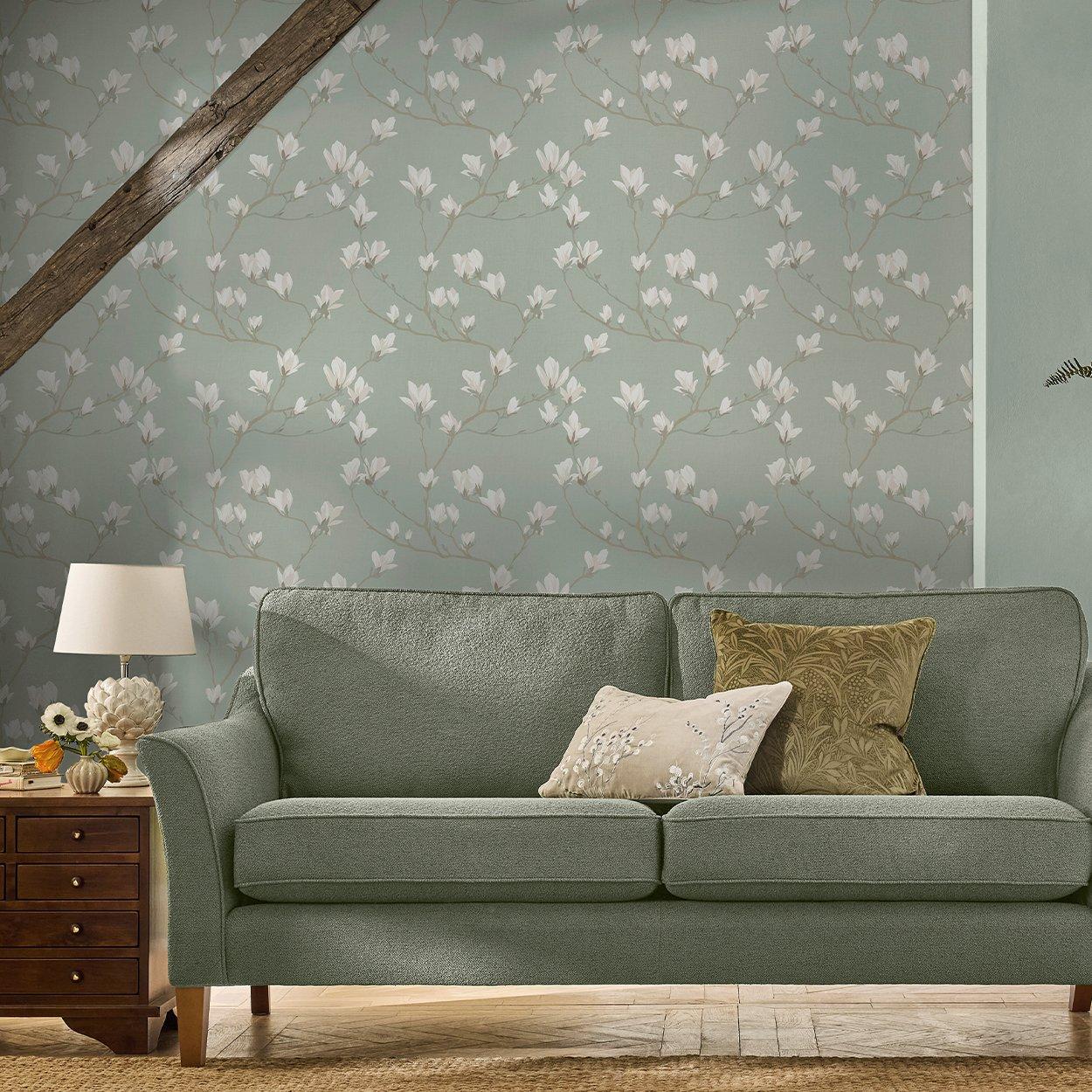 Green - Laura Ashley - Magnolia Grove Pale Eau De Nil Wallpa - 1