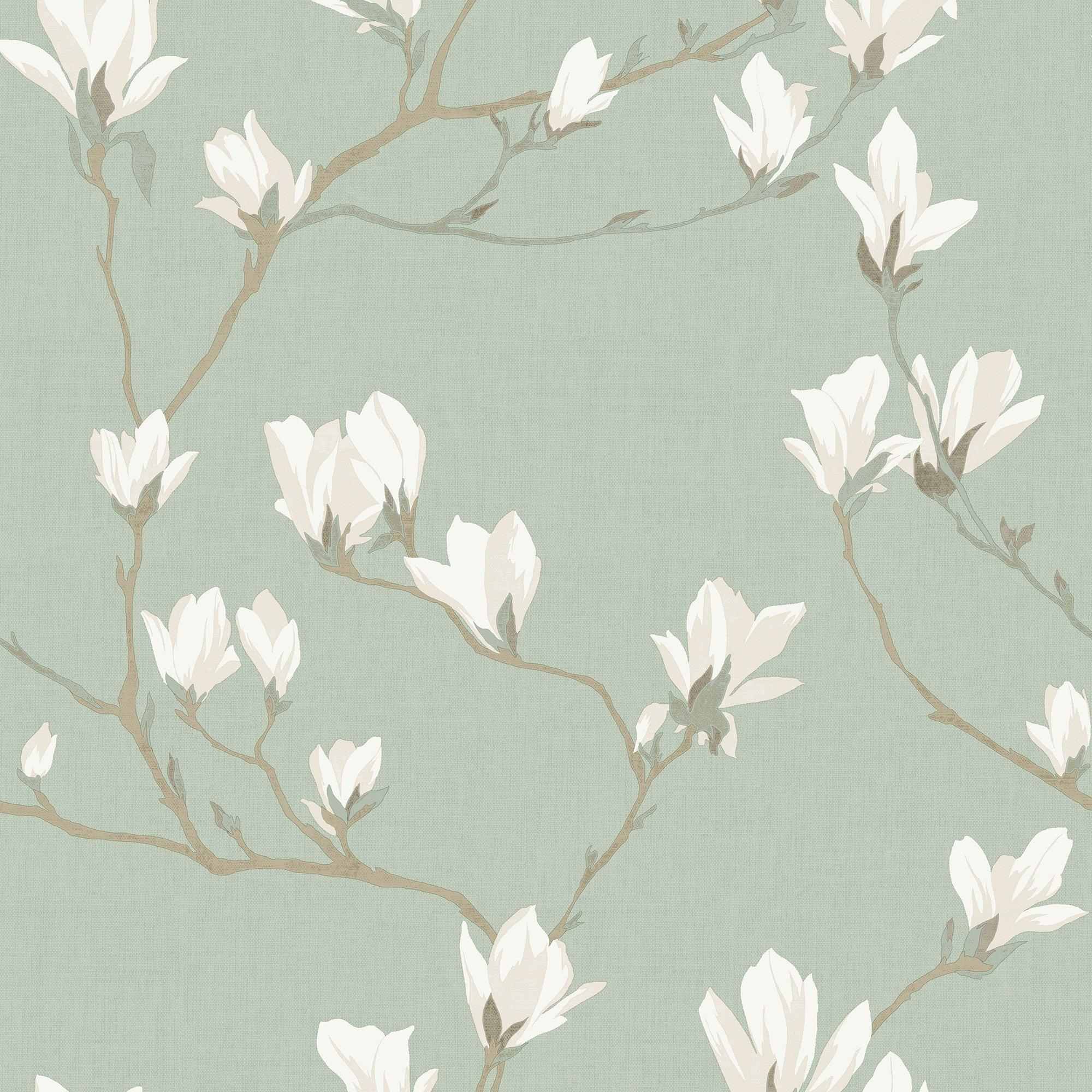 Green - Laura Ashley - Magnolia Grove Pale Eau De Nil Wallpa - 2