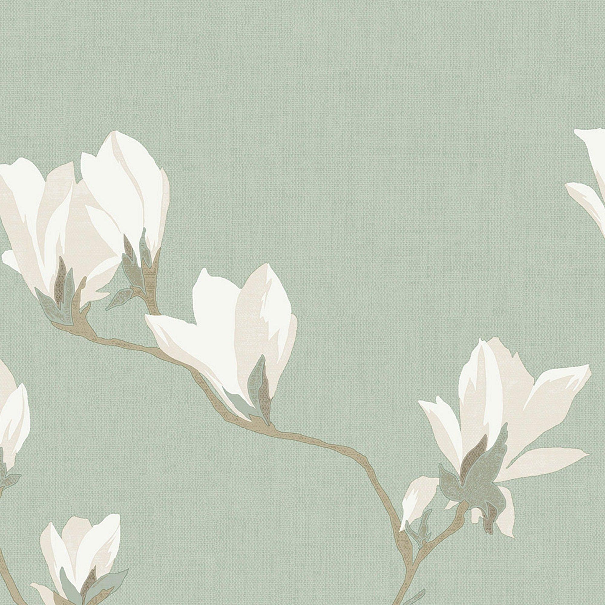 Green - Laura Ashley - Magnolia Grove Pale Eau De Nil Wallpa - 4