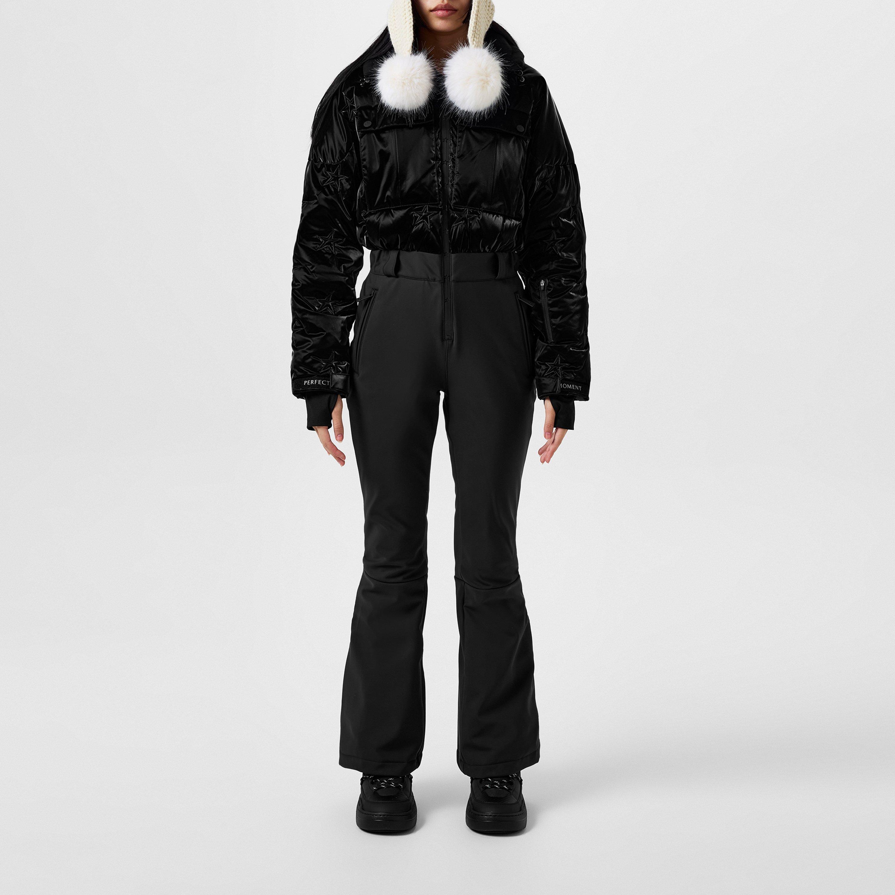 Jet Black - Perfect Moment - Women's Helen 700-Fill Down Water Resistant Long Sleeve Ski Suit - 1