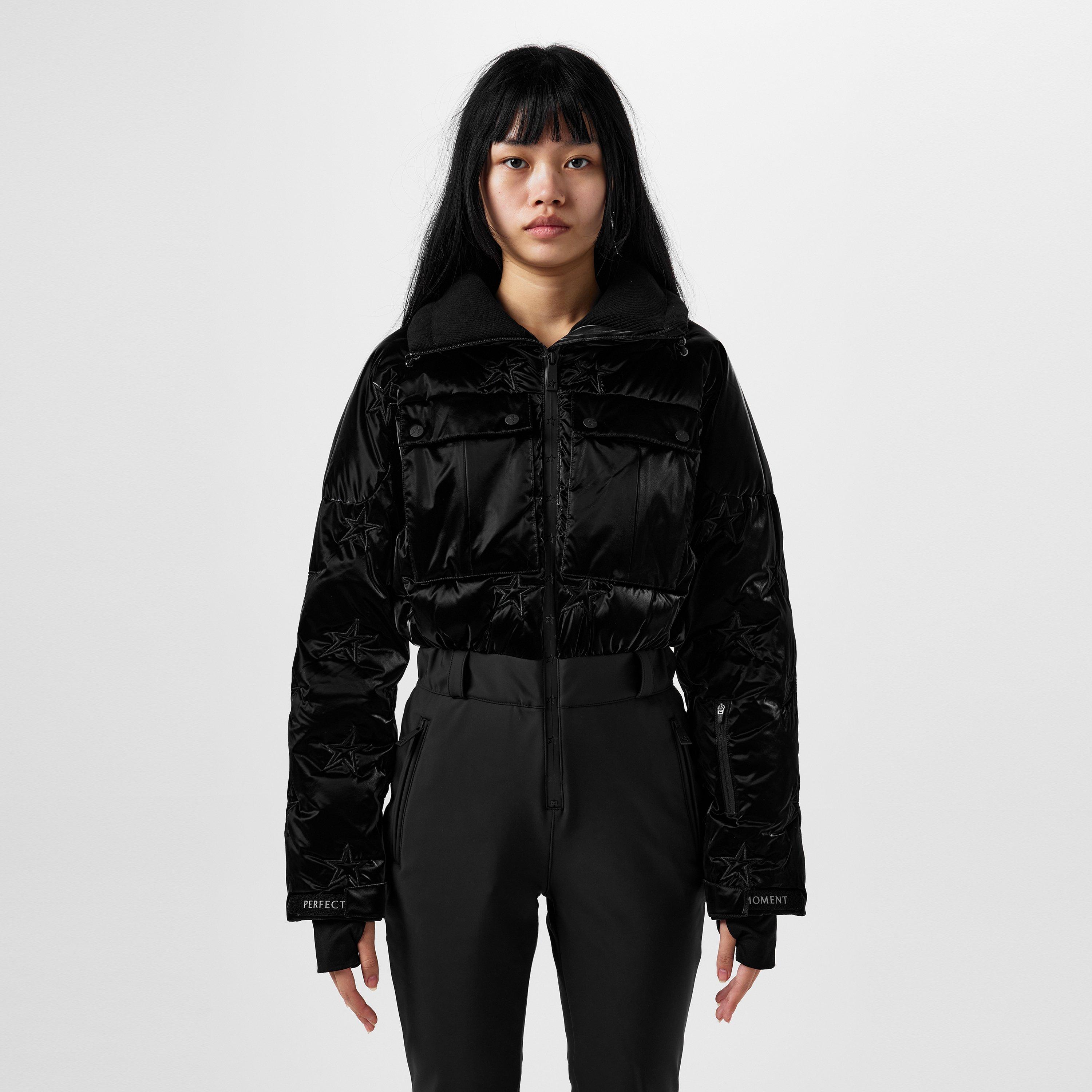 Jet Black - Perfect Moment - Women's Helen 700-Fill Down Water Resistant Long Sleeve Ski Suit - 4