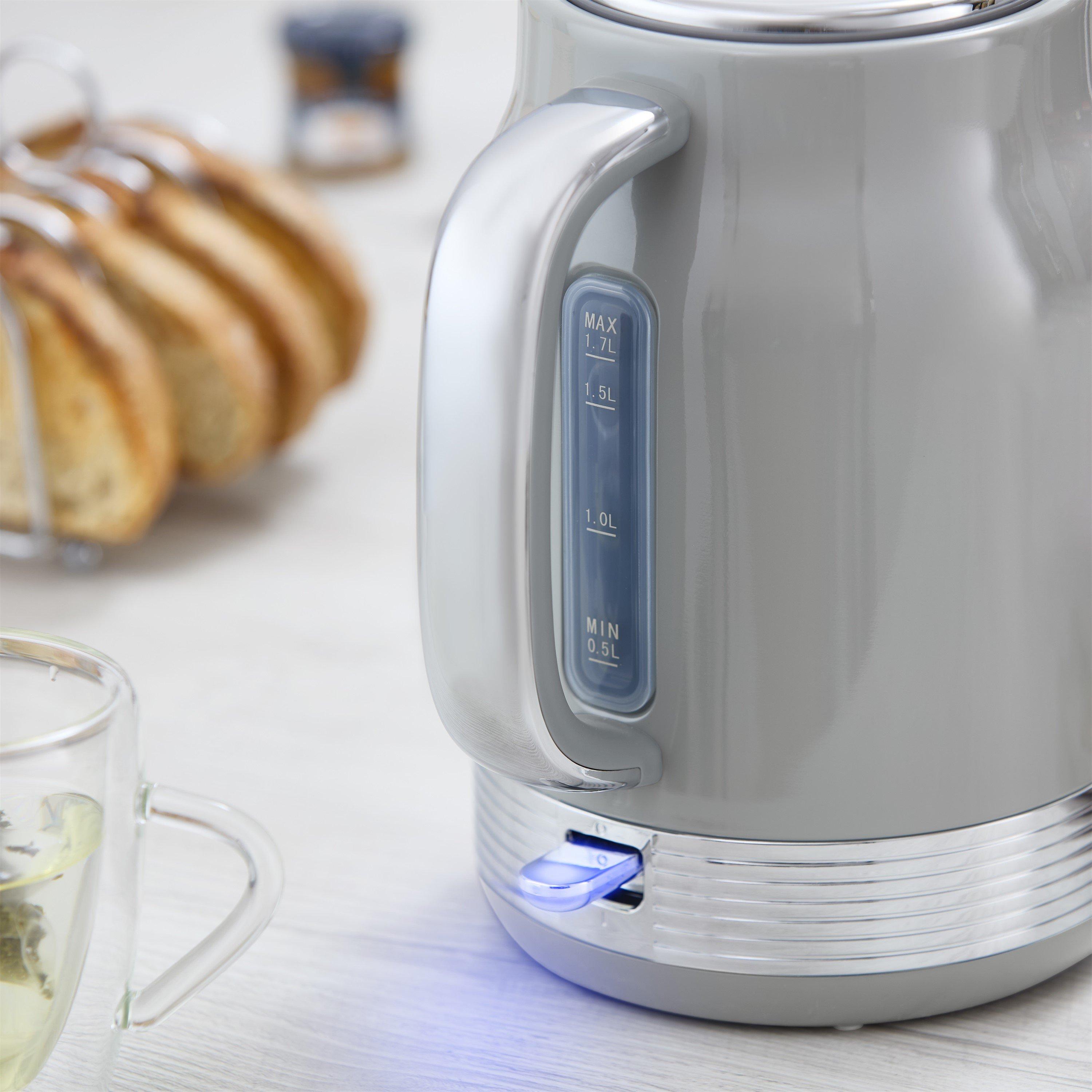 Grey - Swan - Swan Retro Kitchen Set 1.7L Kettle 2-Slice Toaster with 6 Browning Levels Grey EEJB373 - 4