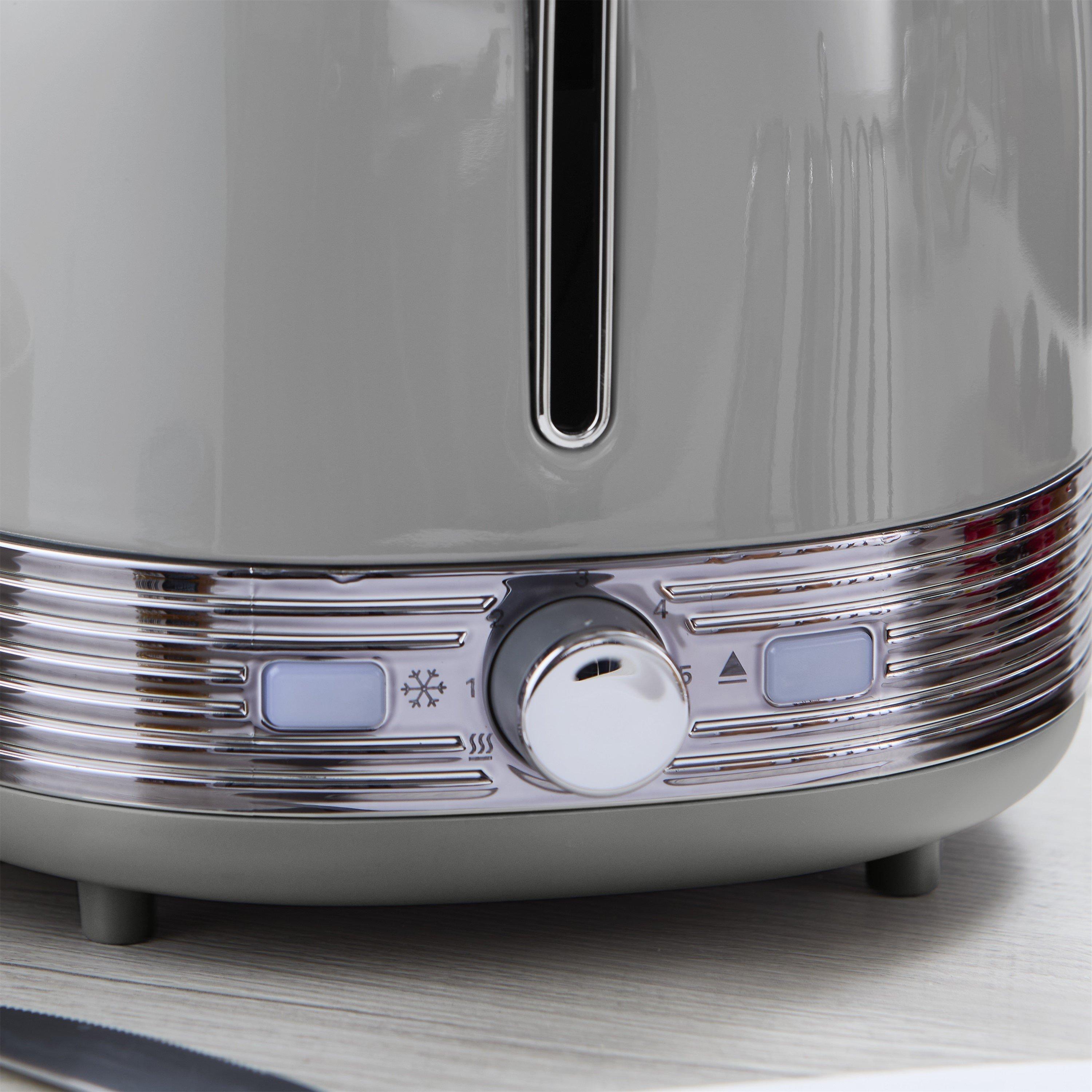 Grey - Swan - Swan Retro Kitchen Set 1.7L Kettle 2-Slice Toaster with 6 Browning Levels Grey EEJB373 - 5