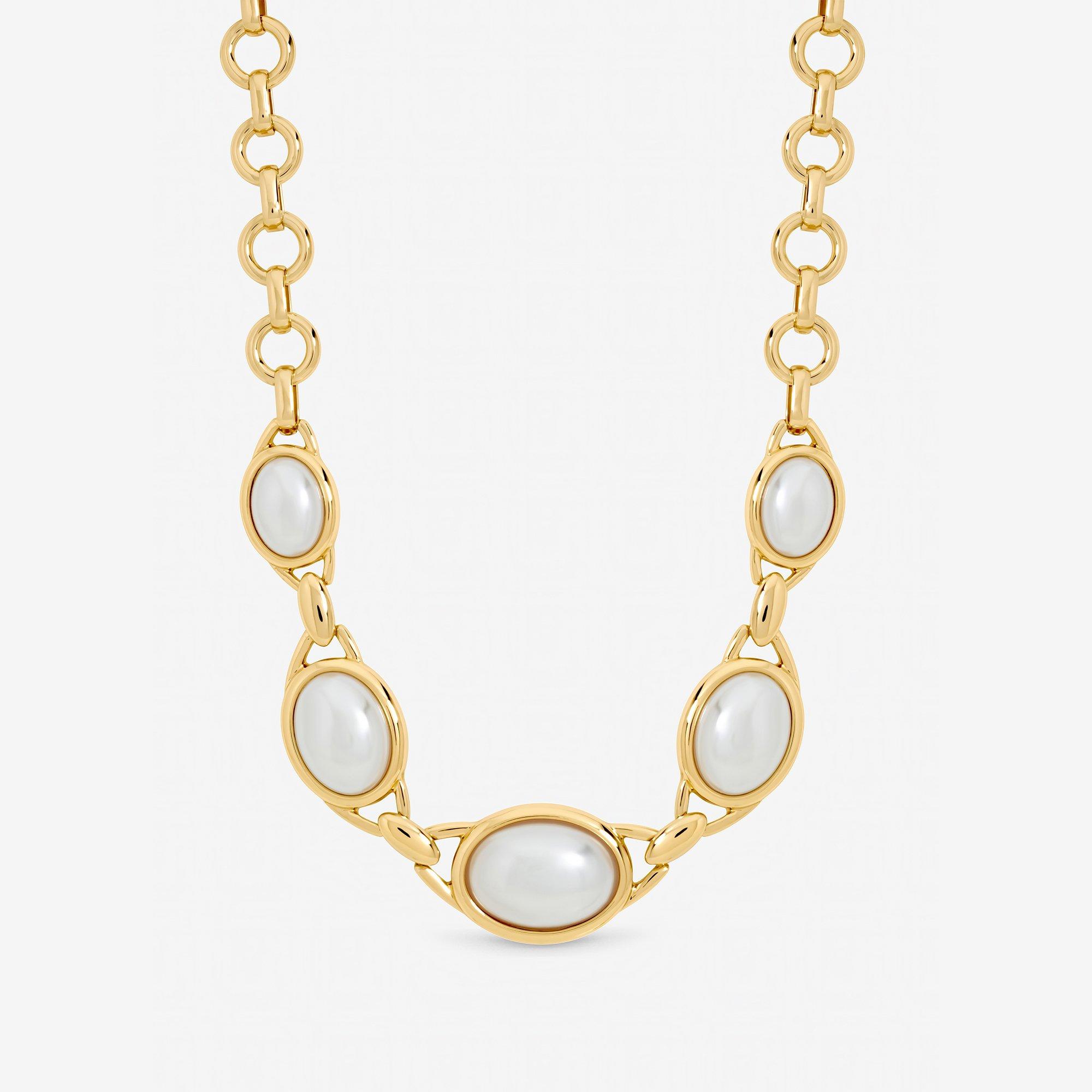 Mood Women's Gold Plated And Pearl Statement Necklace