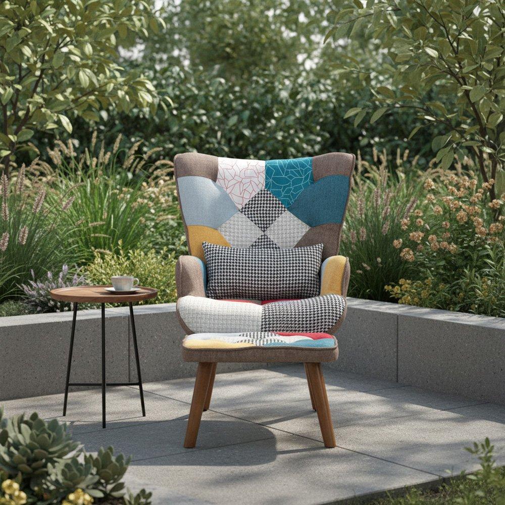 Multi - Urban Meuble - Colorful Fabric Chair With Ottoman - 2