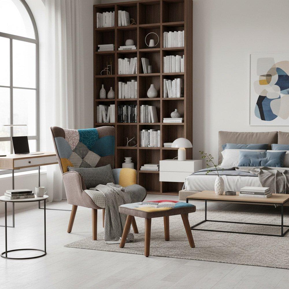 Multi - Urban Meuble - Colorful Fabric Chair With Ottoman - 3