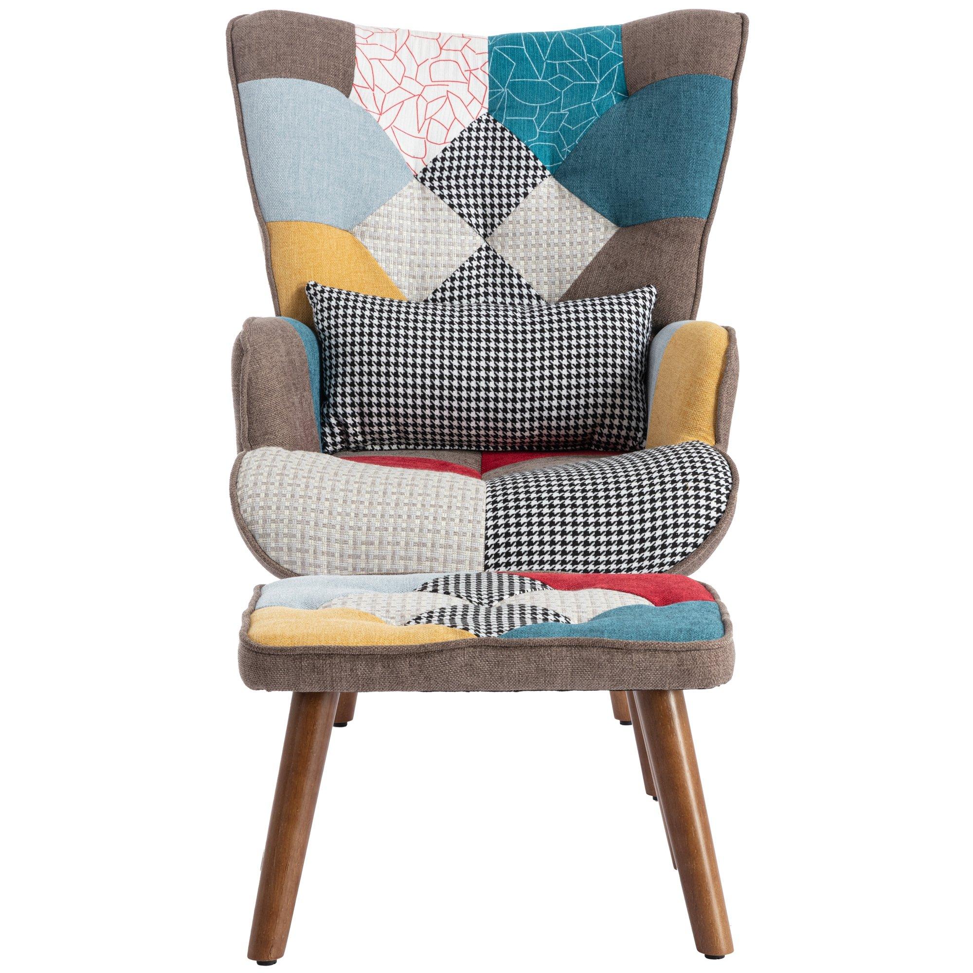 Multi - Urban Meuble - Colorful Fabric Chair With Ottoman - 6