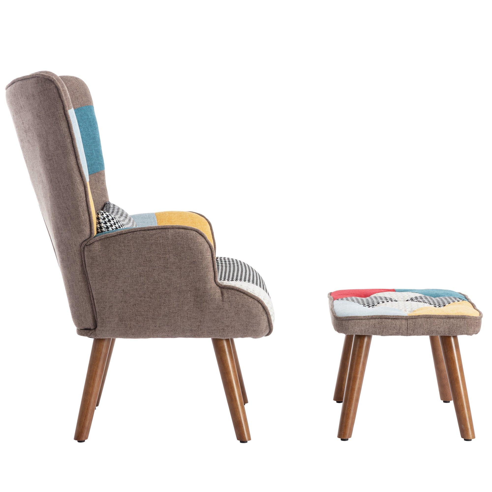 Multi - Urban Meuble - Colorful Fabric Chair With Ottoman - 7