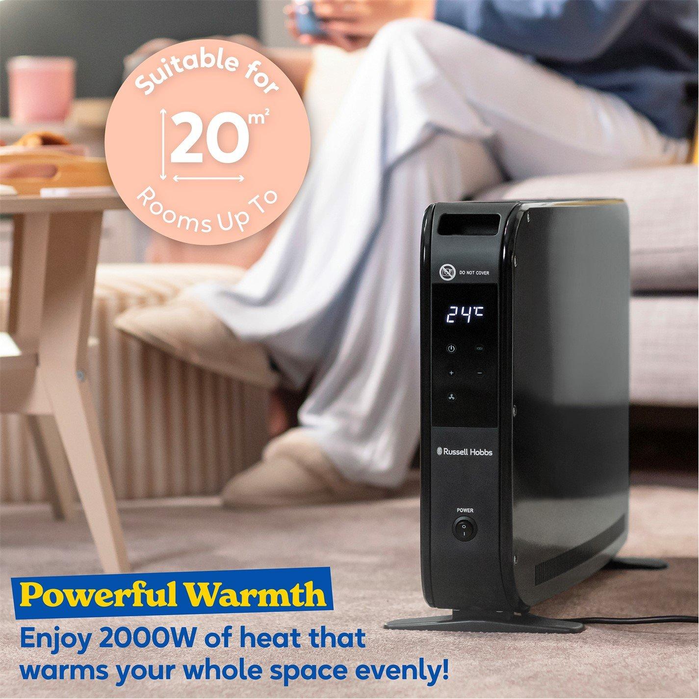 Black - Russell Hobbs - RHCVHTF2004B 2kW Digital Panel Convection Heater - 4