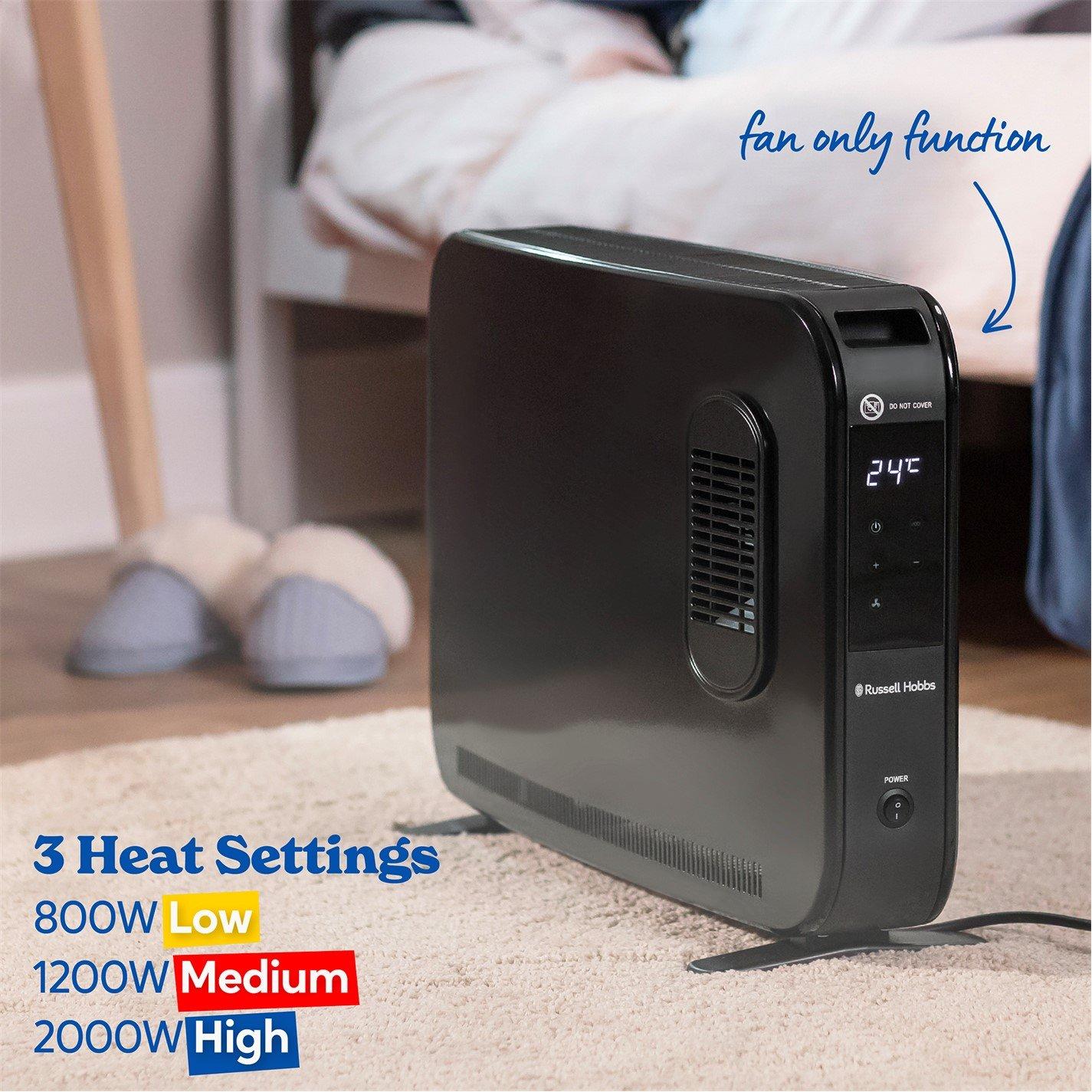 Black - Russell Hobbs - RHCVHTF2004B 2kW Digital Panel Convection Heater - 6