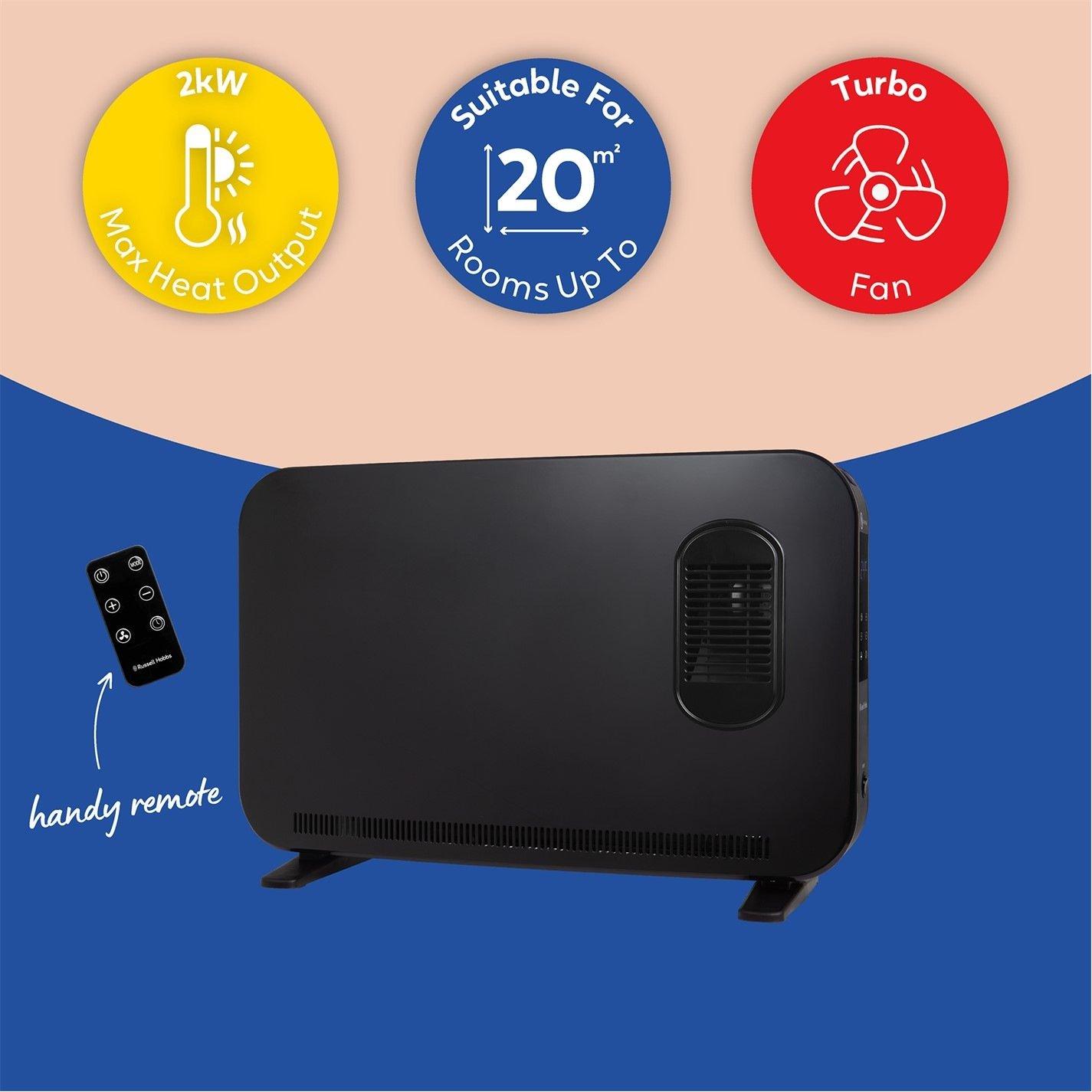 Black - Russell Hobbs - RHCVHTF2004B 2kW Digital Panel Convection Heater - 9