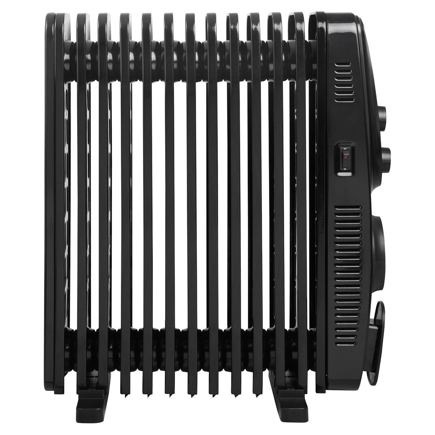 Black - Russell Hobbs - RHOFR2403B 2.5kW 13 Fin Manual Oil Filled Radiator - 12