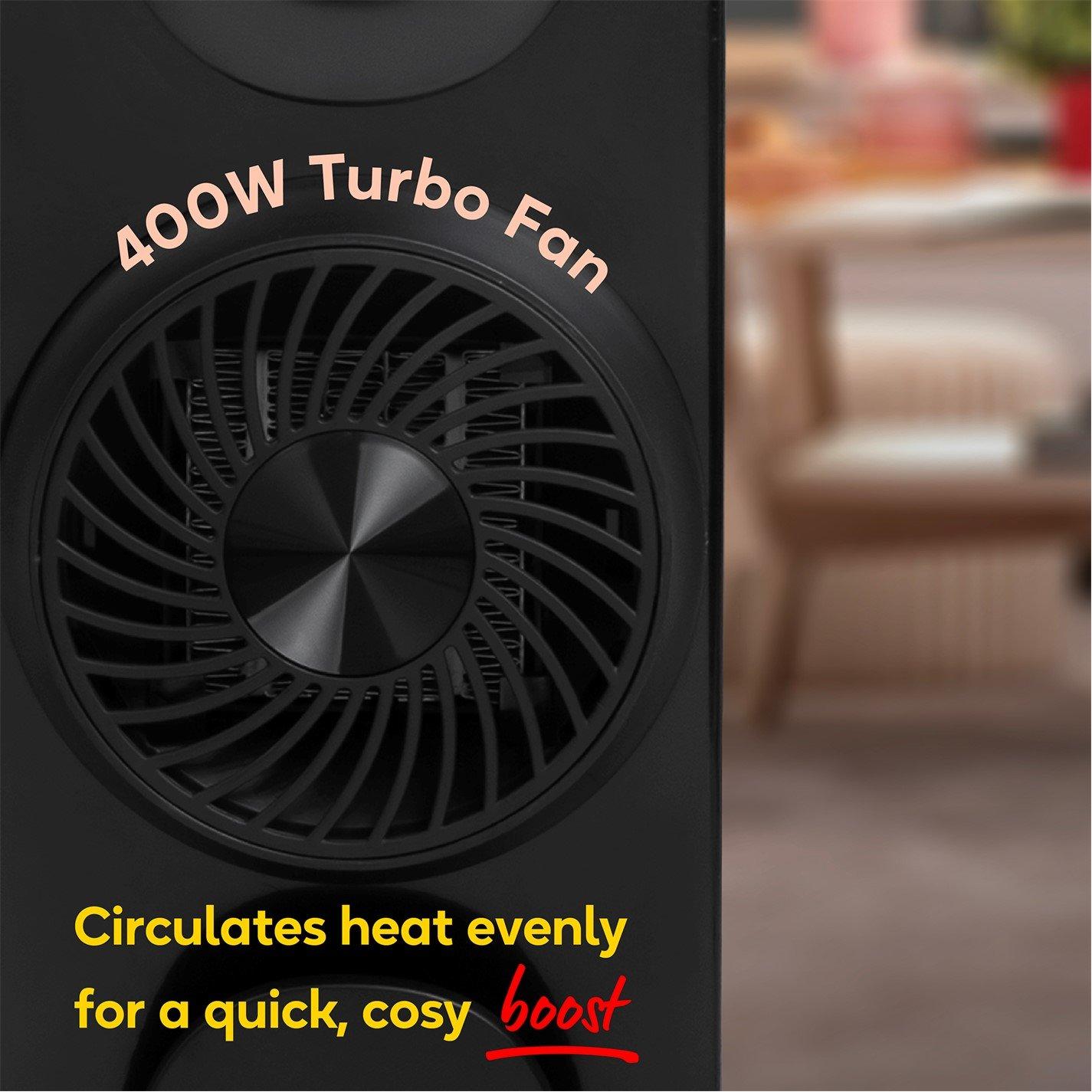 Black - Russell Hobbs - RHOFR2403B 2.5kW 13 Fin Manual Oil Filled Radiator - 5