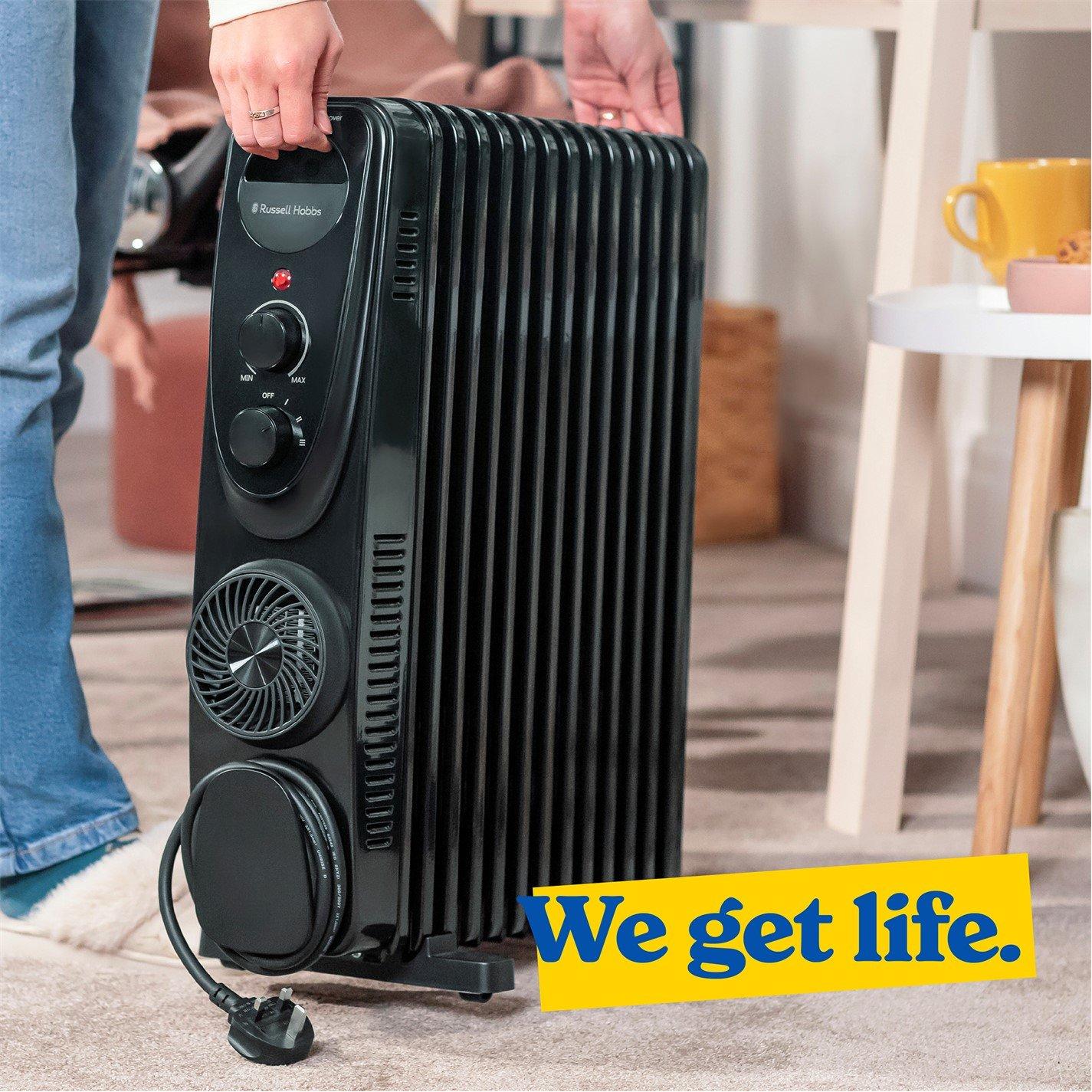 Black - Russell Hobbs - RHOFR2403B 2.5kW 13 Fin Manual Oil Filled Radiator - 8