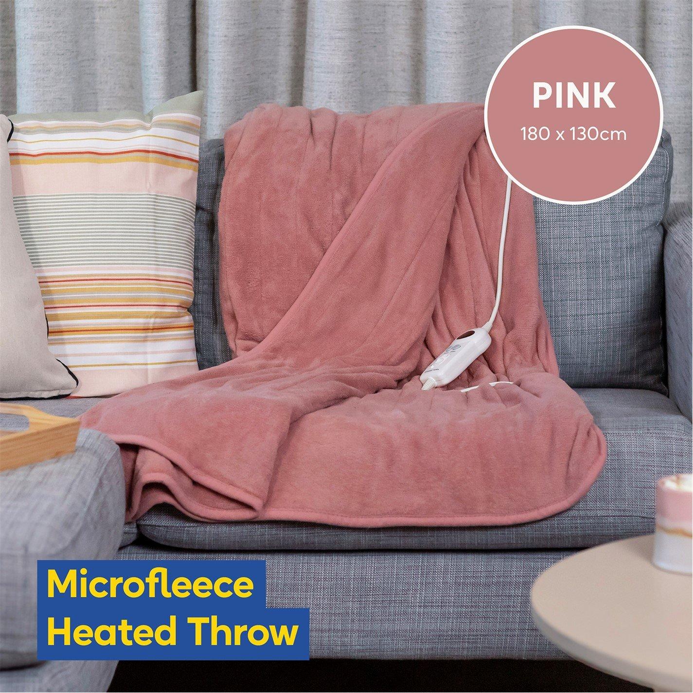 Pink - Russell Hobbs - RHHT1004PNK Heated Throw W/Microfleece in Pink - 3