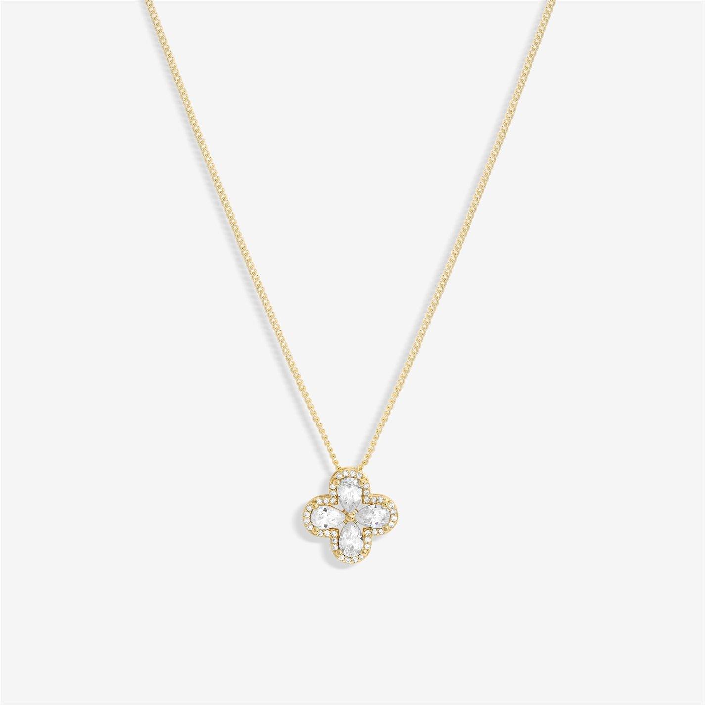 Gold - Jon Richard - Gold Plated CZ Clover Pendant - Gift Boxed - 2