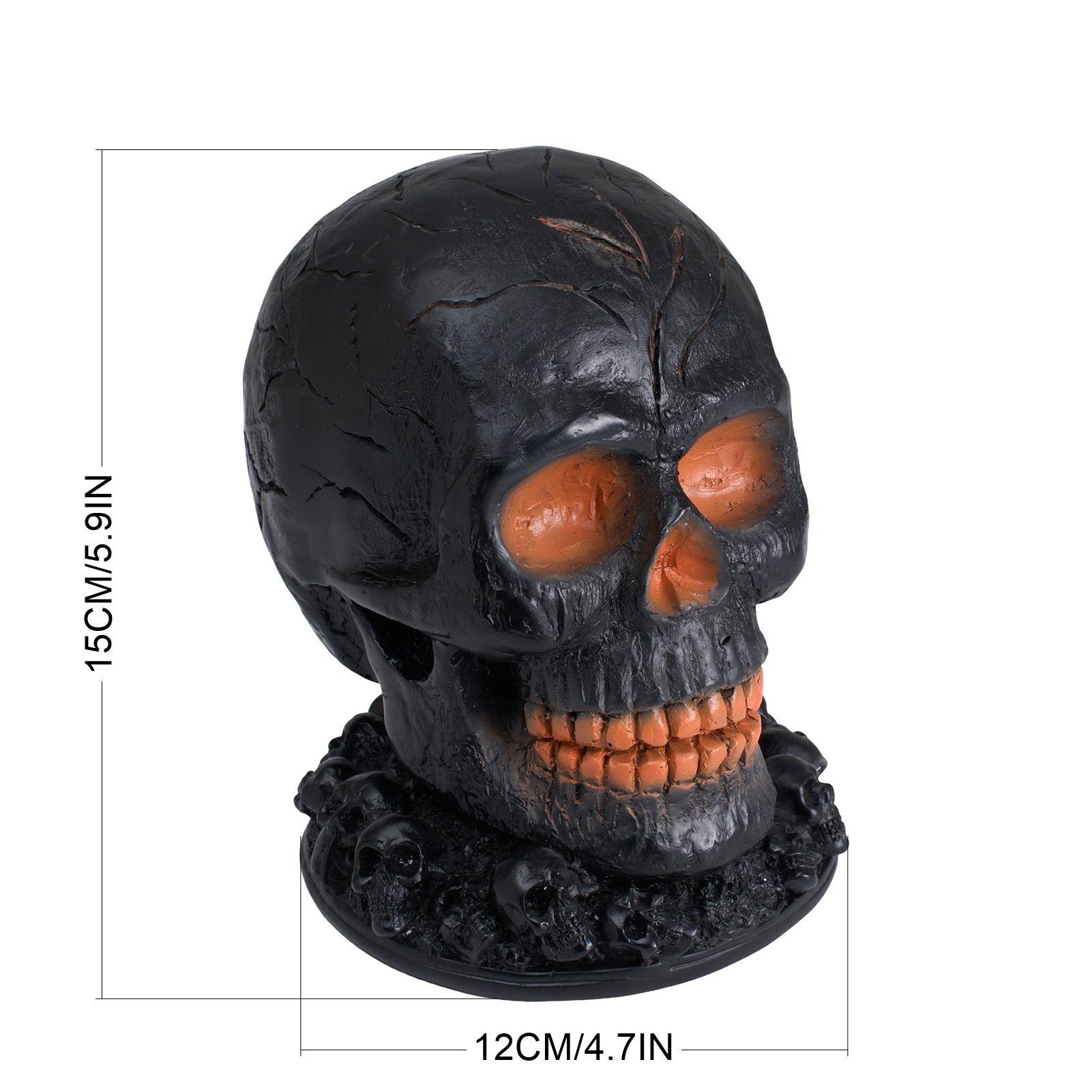 Black - LIFE IDEAS - Battery-Operated Halloween Lava Skull Flame Light - 2