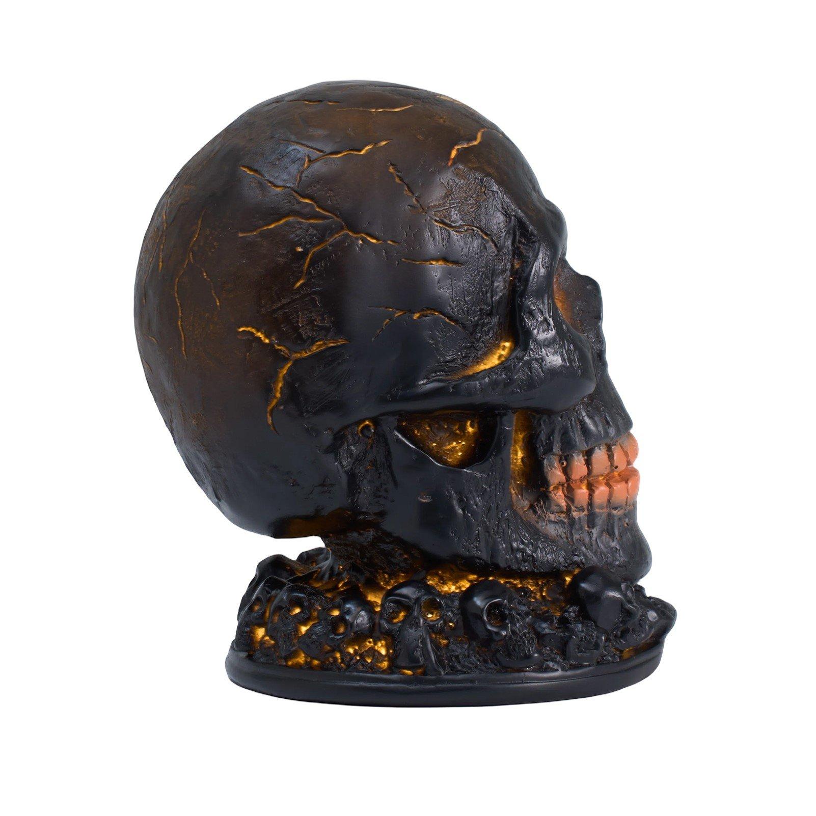 Black - LIFE IDEAS - Battery-Operated Halloween Lava Skull Flame Light - 4