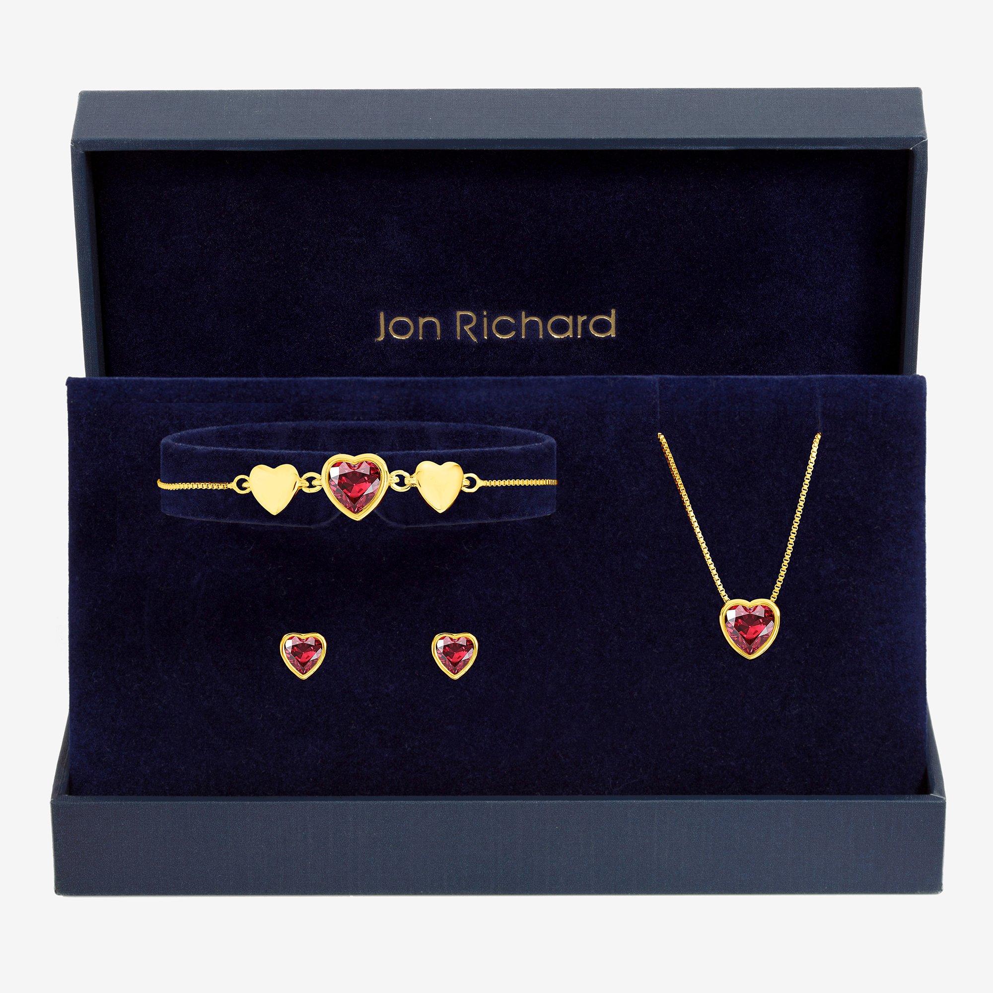 Gold - Jon Richard - Gold Plated Crystal Heart Trio Set - Gift Box - 1