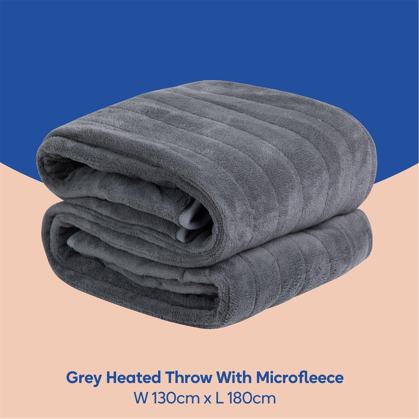 Grey - Russell Hobbs - RHHT1004GR Heated Throw W/Microfleece in Grey - 2