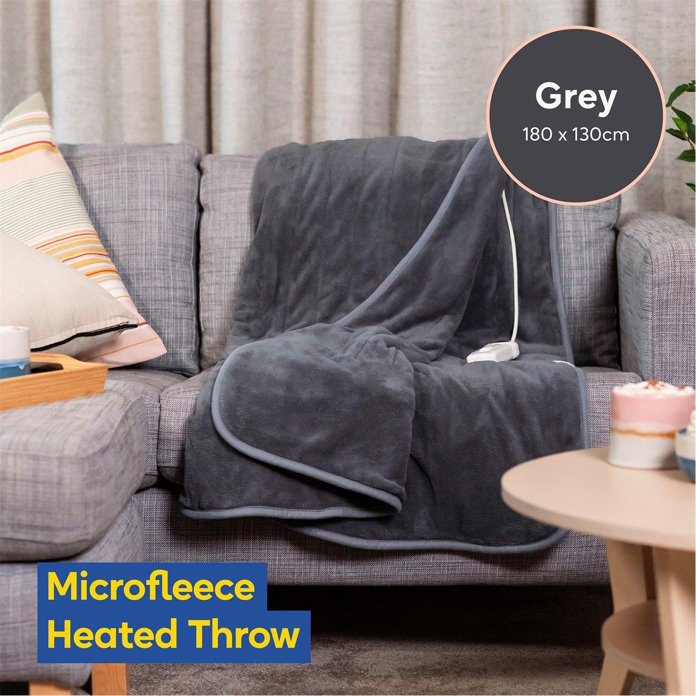Grey - Russell Hobbs - RHHT1004GR Heated Throw W/Microfleece in Grey - 3