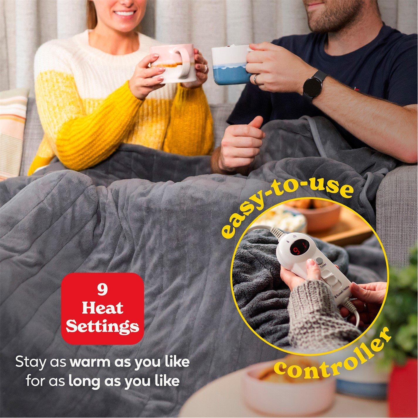 Grey - Russell Hobbs - RHHT1004GR Heated Throw W/Microfleece in Grey - 4