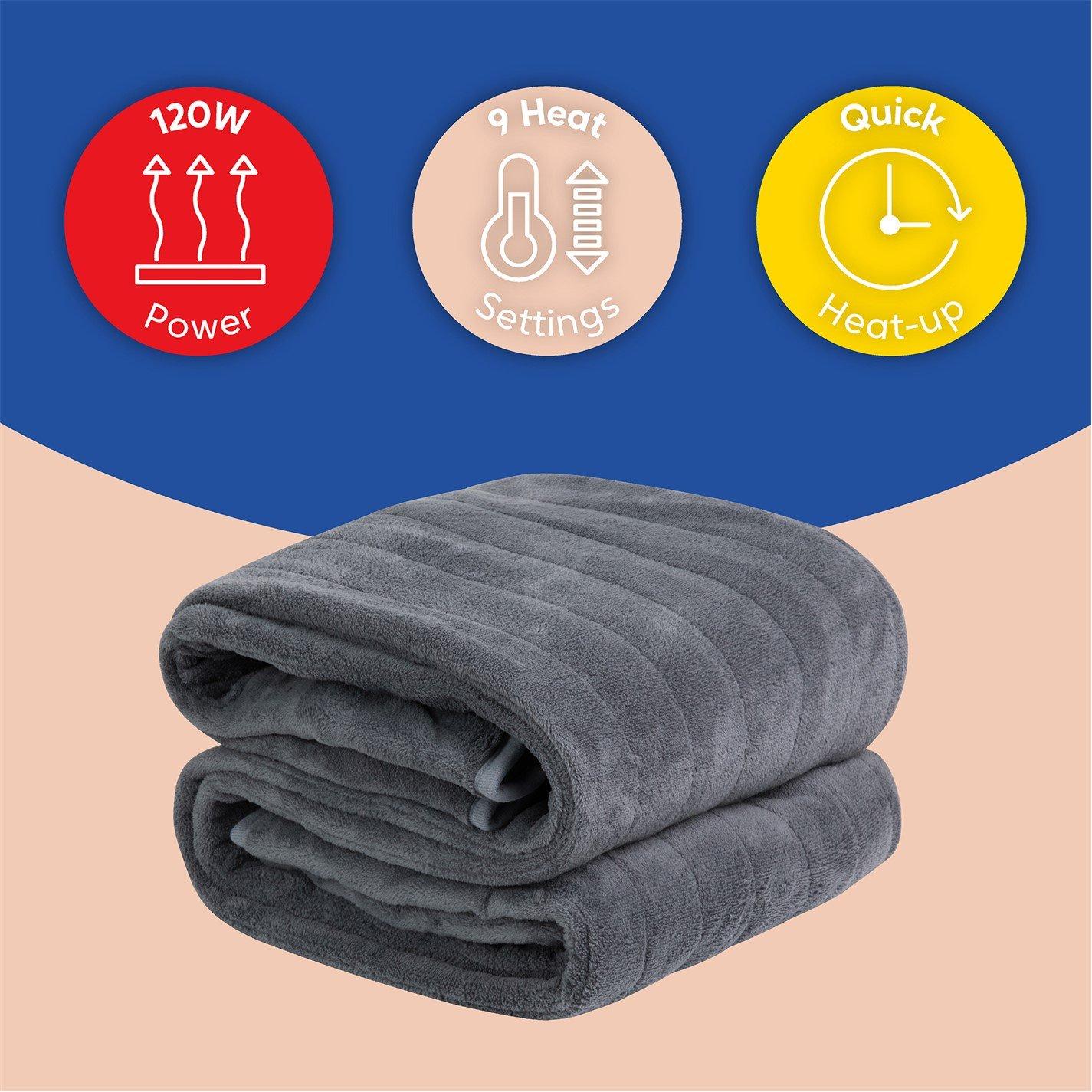 Grey - Russell Hobbs - RHHT1004GR Heated Throw W/Microfleece in Grey - 10