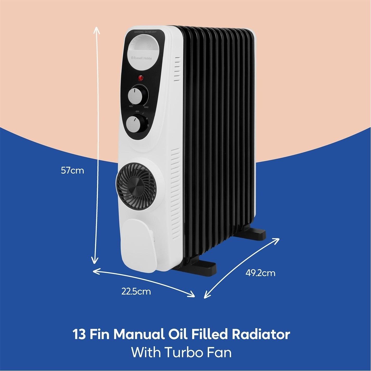 White - Russell Hobbs - RHOFR2403 13 Fin Manual Oil Filled Radiator - 2