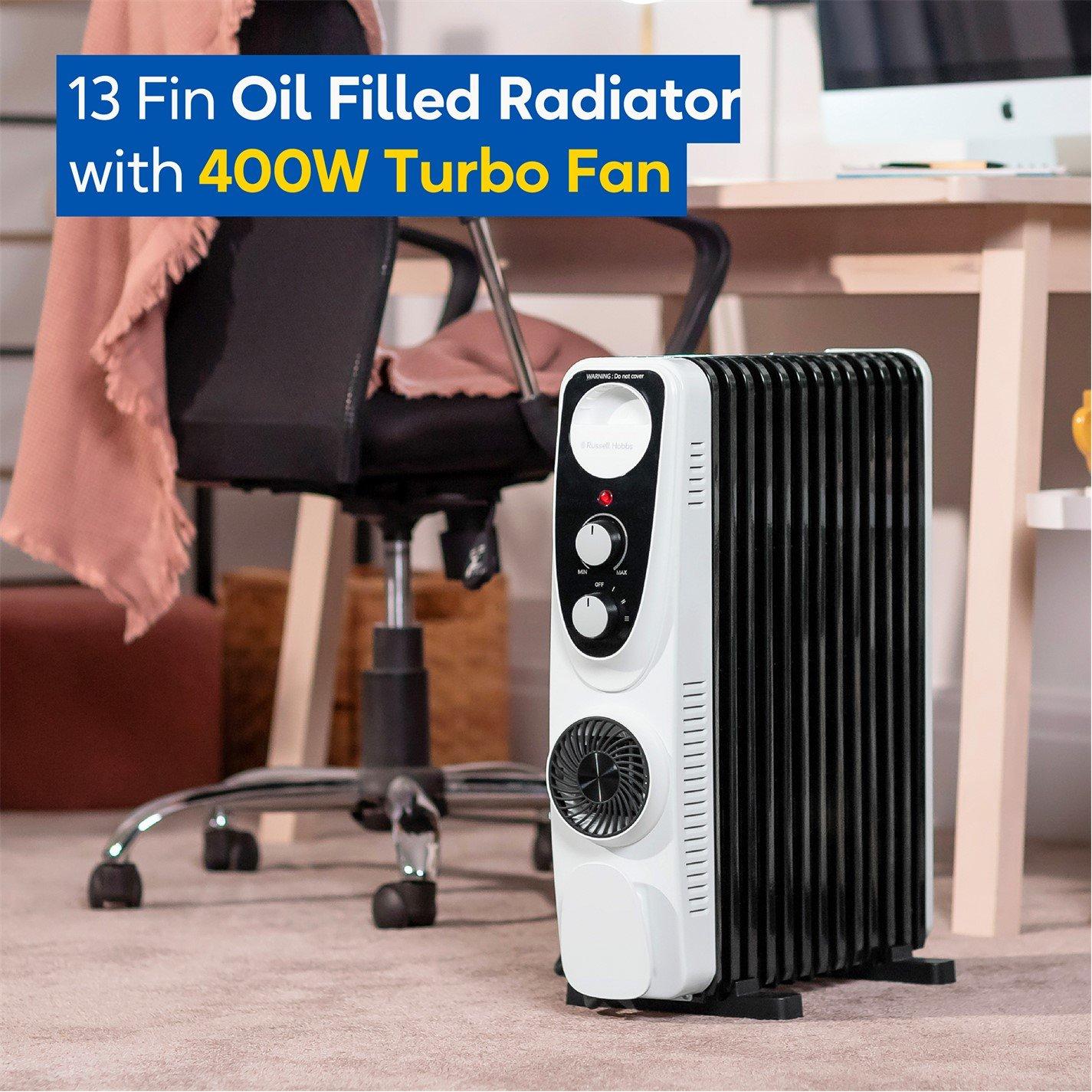 White - Russell Hobbs - RHOFR2403 13 Fin Manual Oil Filled Radiator - 3