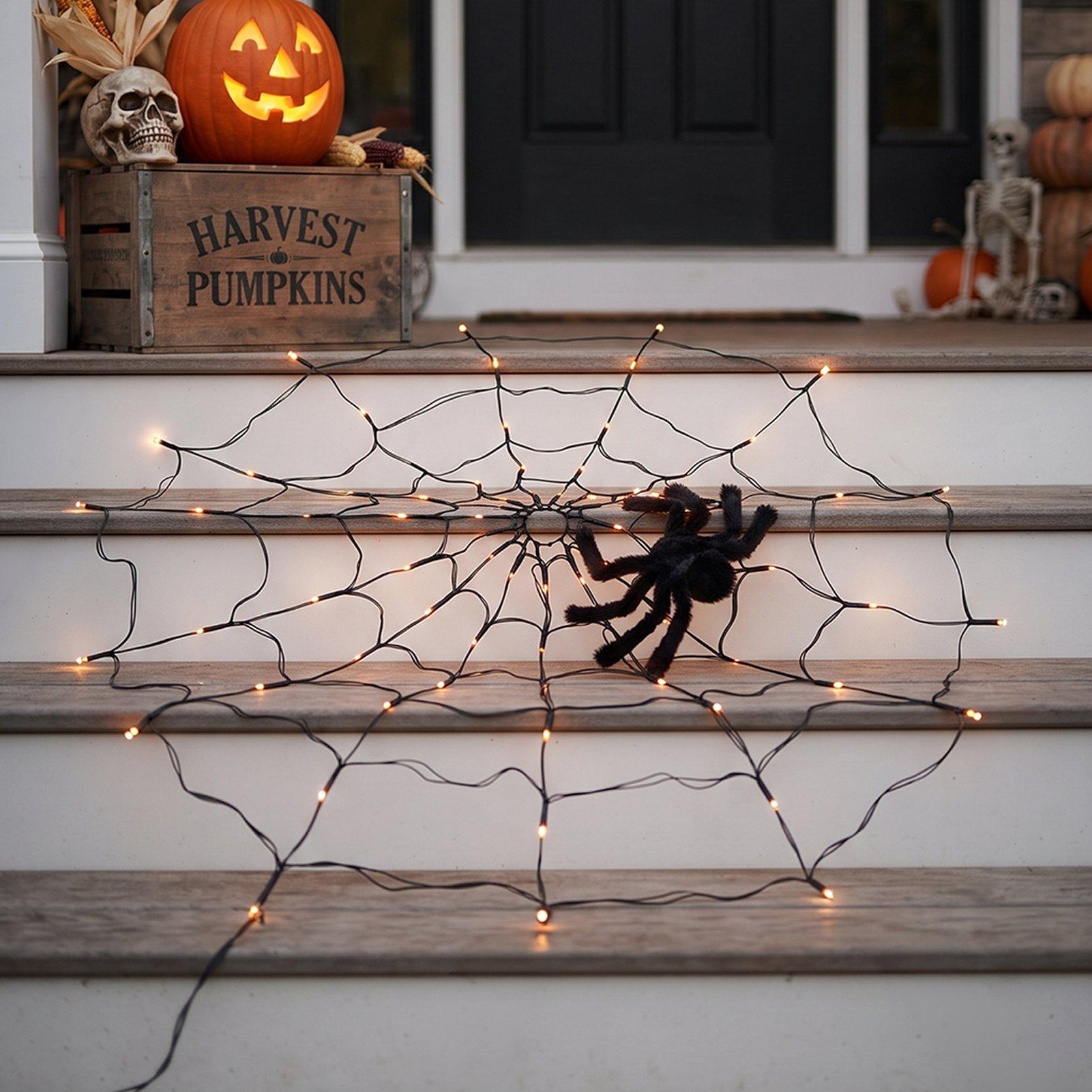 Black - LIFE IDEAS - Spider Web Lights with Spider and Remote Control - 9
