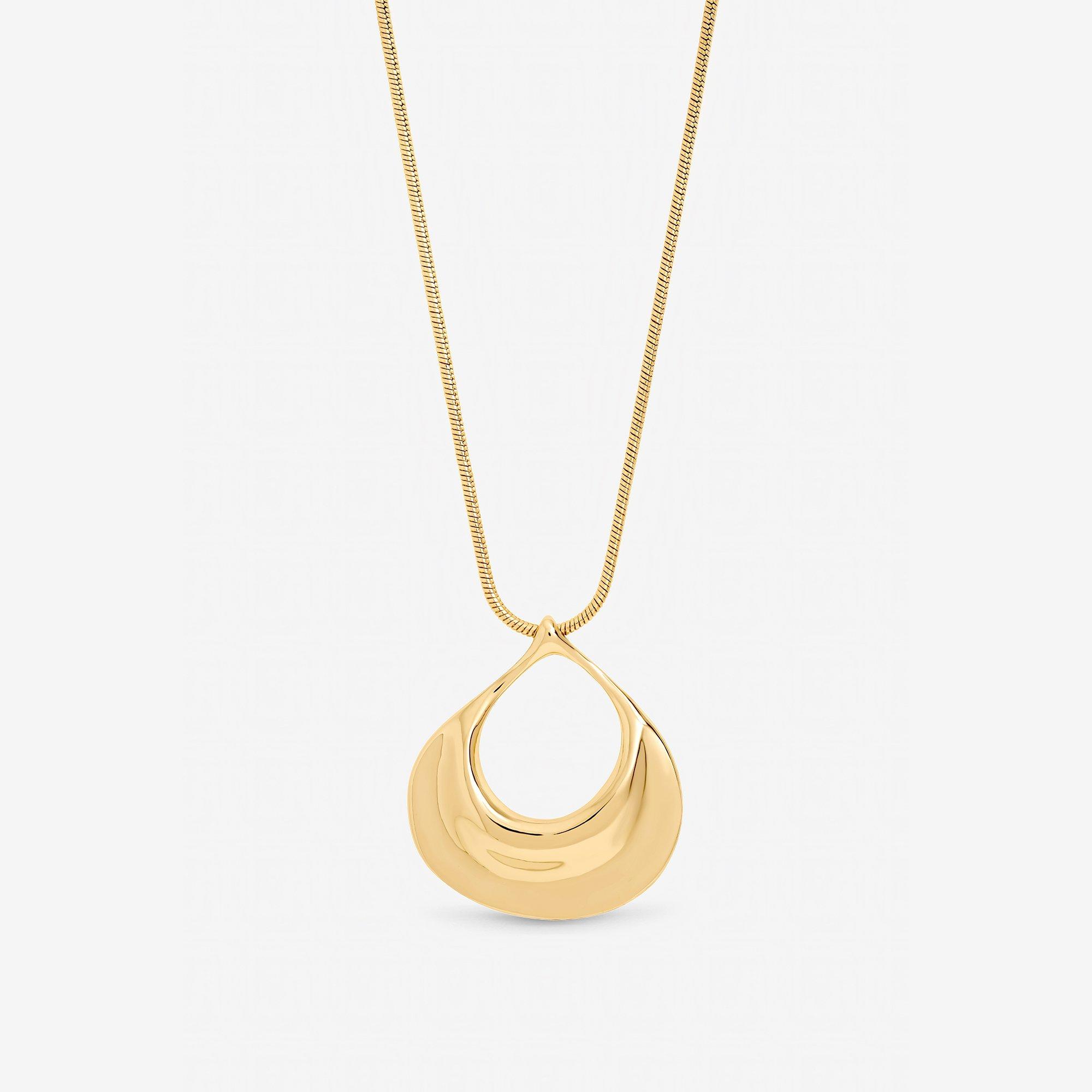 Gold - Mood - Gold Plated Polished Long Open Drop Pendant