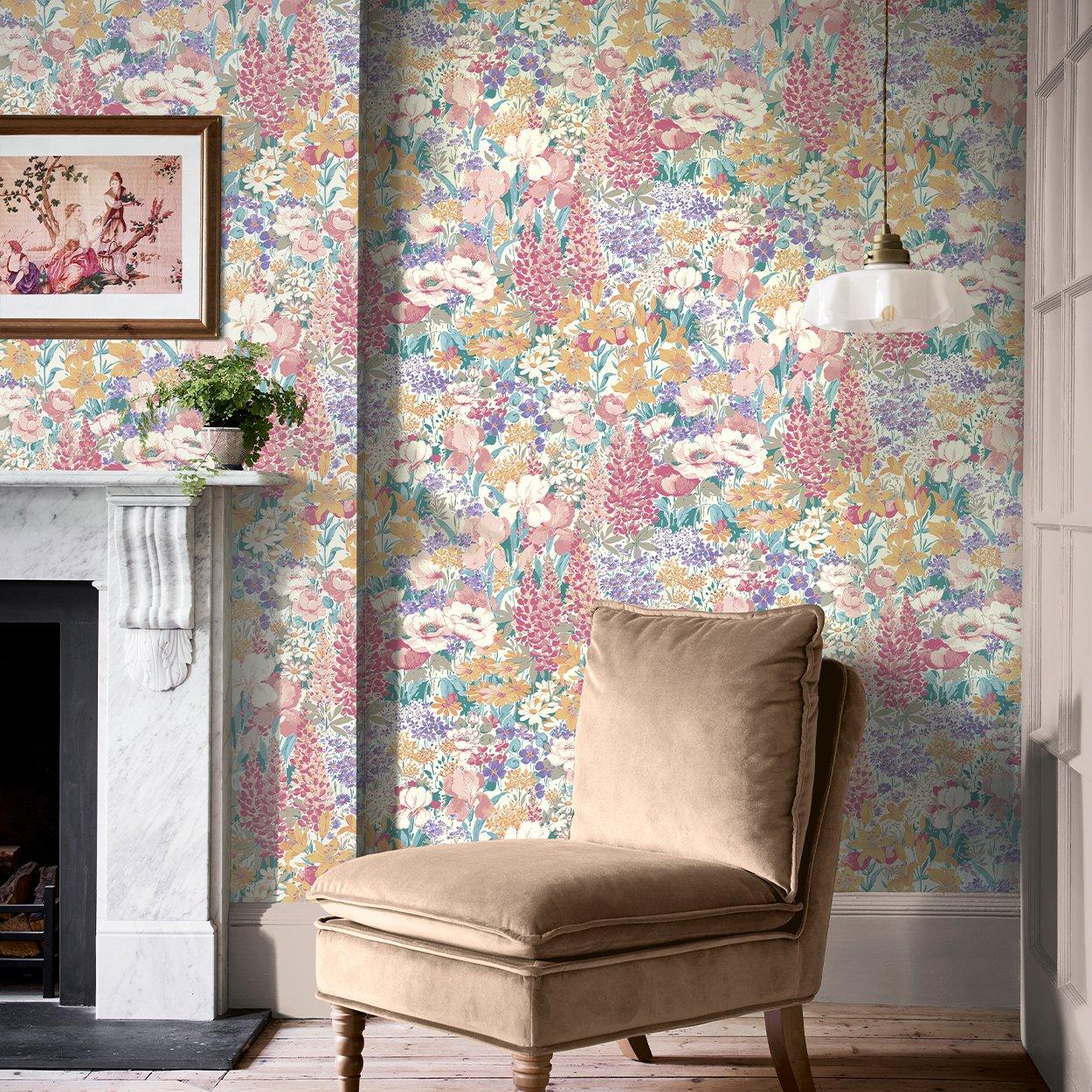 Multi - Laura Ashley - Everingham Meadow Multi Wallpaper - 1
