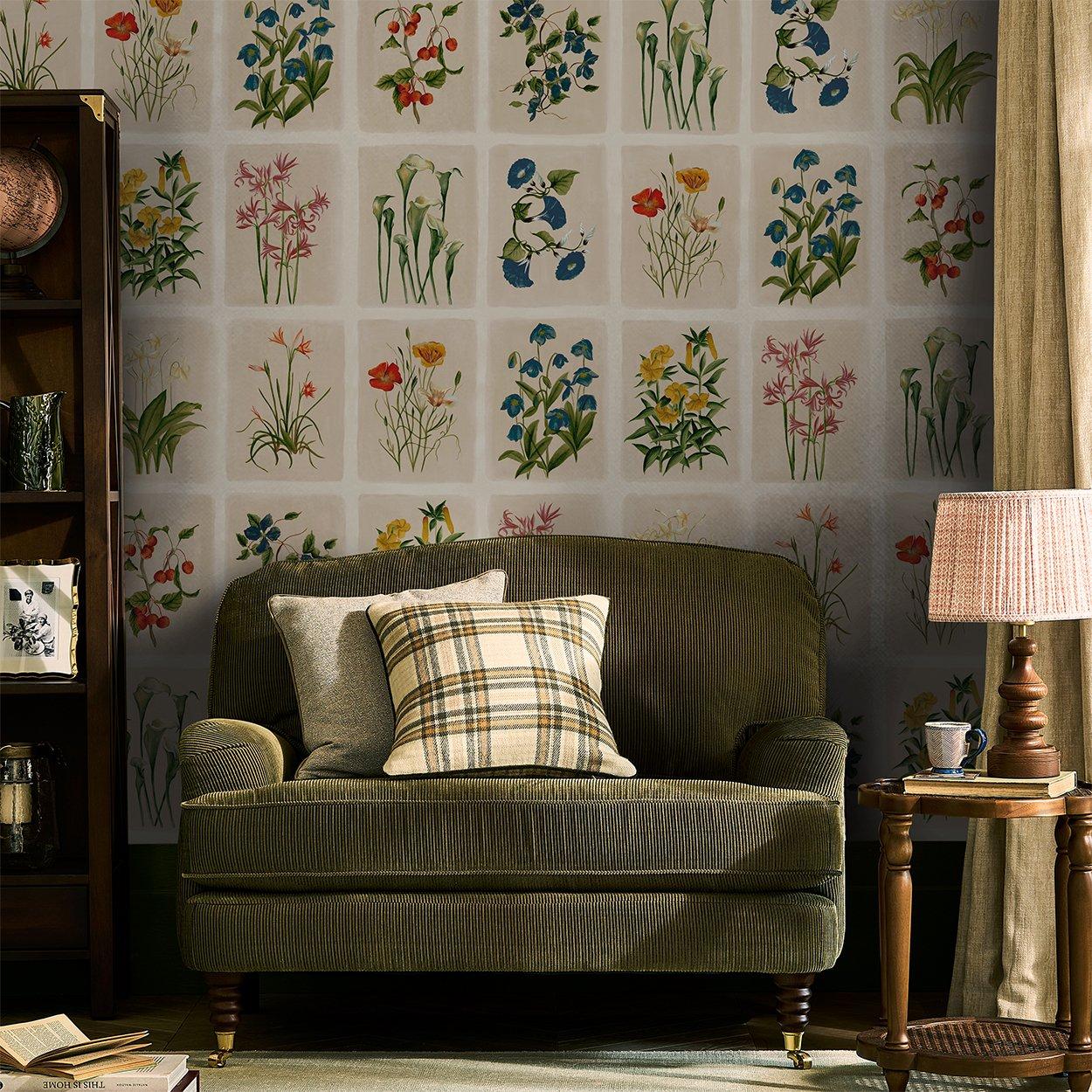 Yellow - Laura Ashley - Pershore Postcards Linen Wallpaper - 1