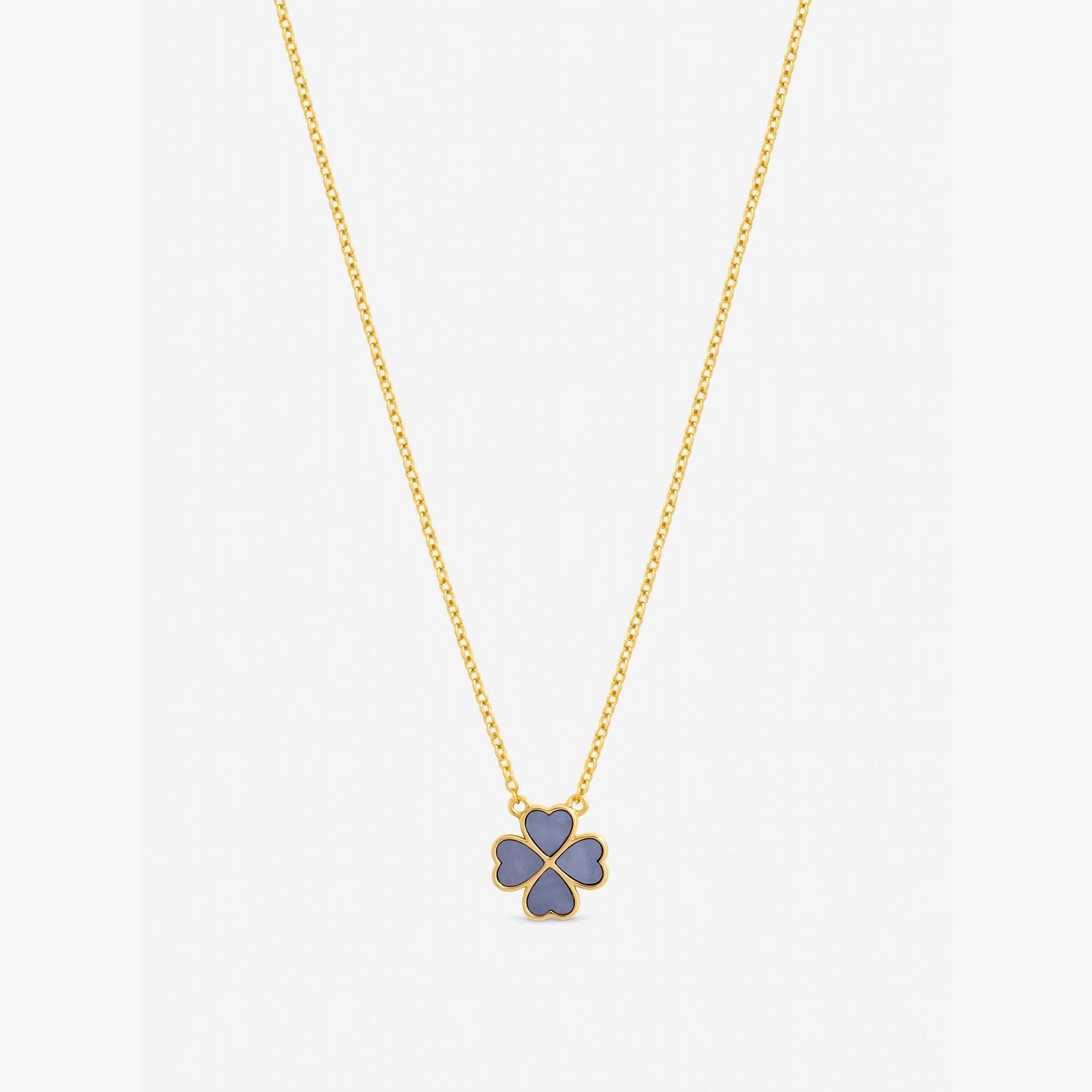Gold - Jon Richard - Gold Plated Lilac Heart Clover Pendant Necklace