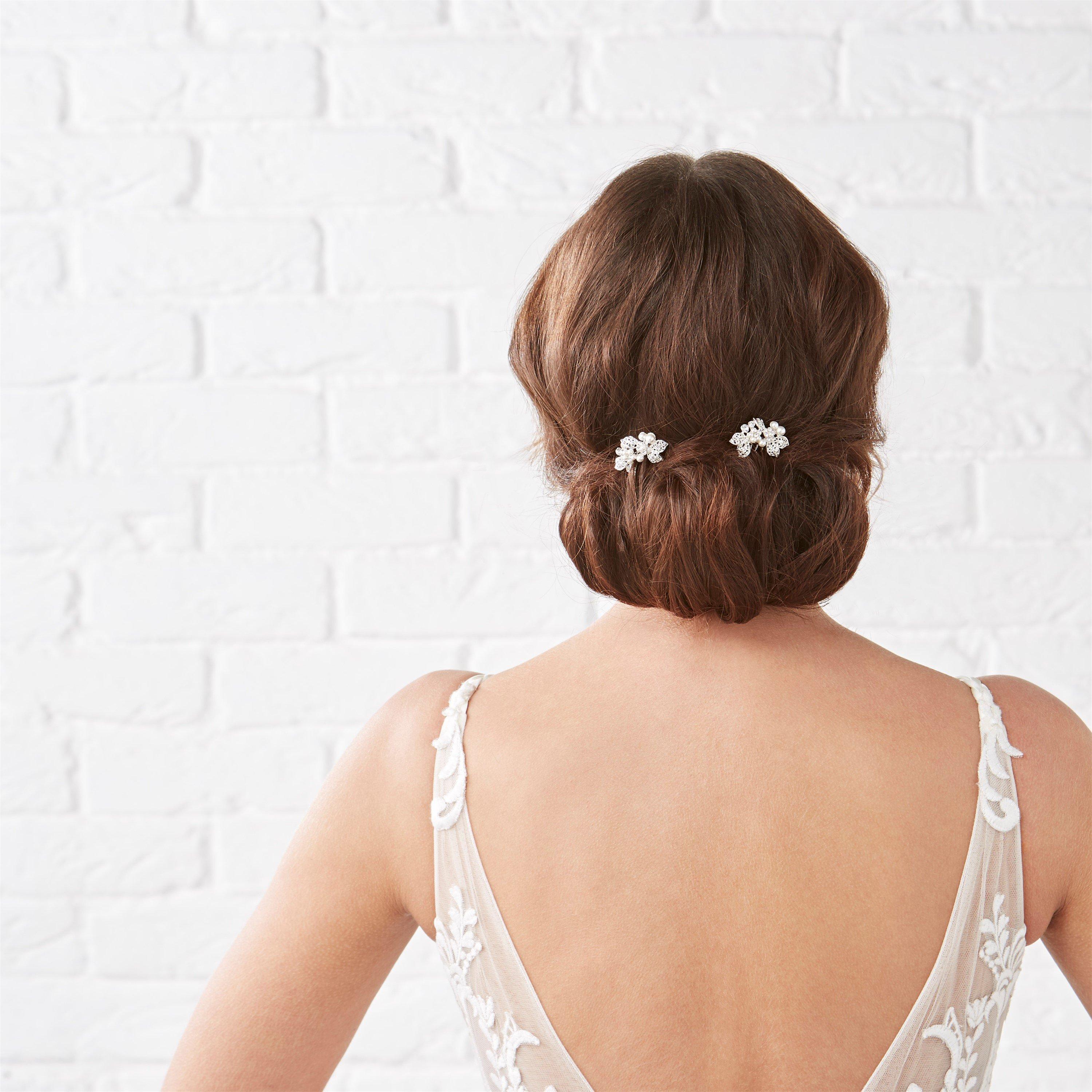 Silver - Jon Richard - Jessica Mini Floral Comb - 2 Pack - 2