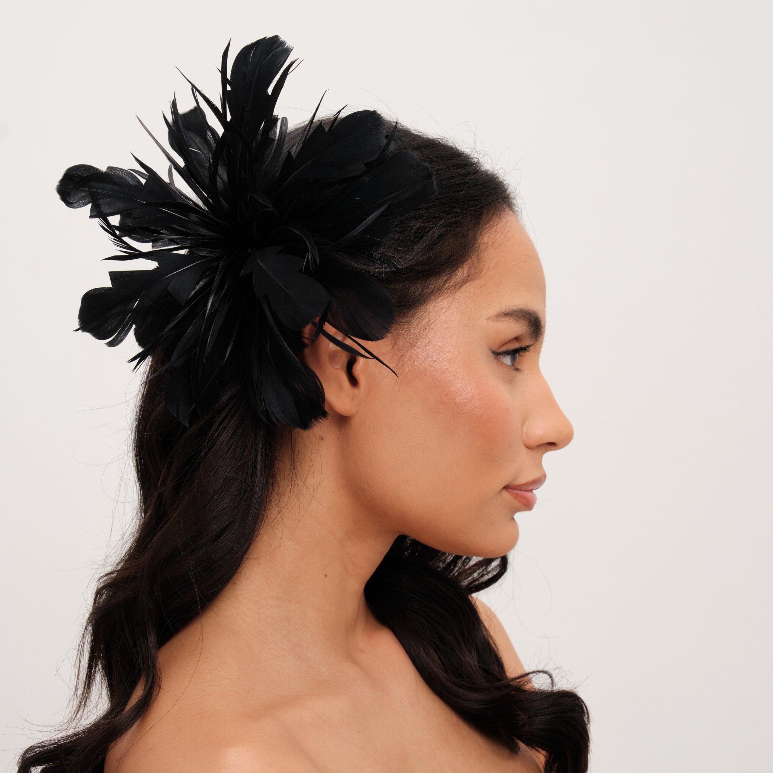 Black - Jon Richard - Black Statement Floral Clip Fascinator - 2