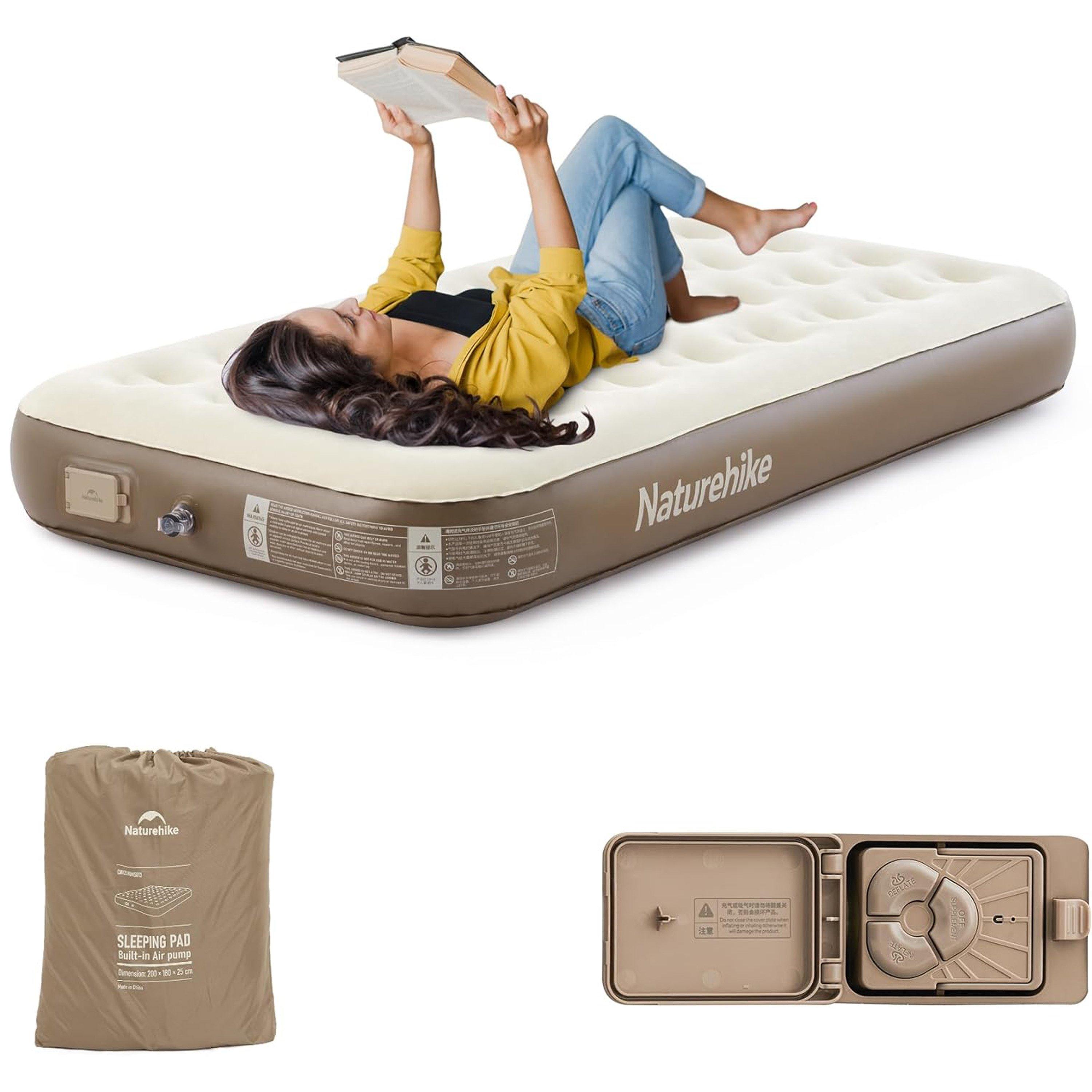 Naturehike  Inflatable Airbed (Built-In Pump) - Brown - Single