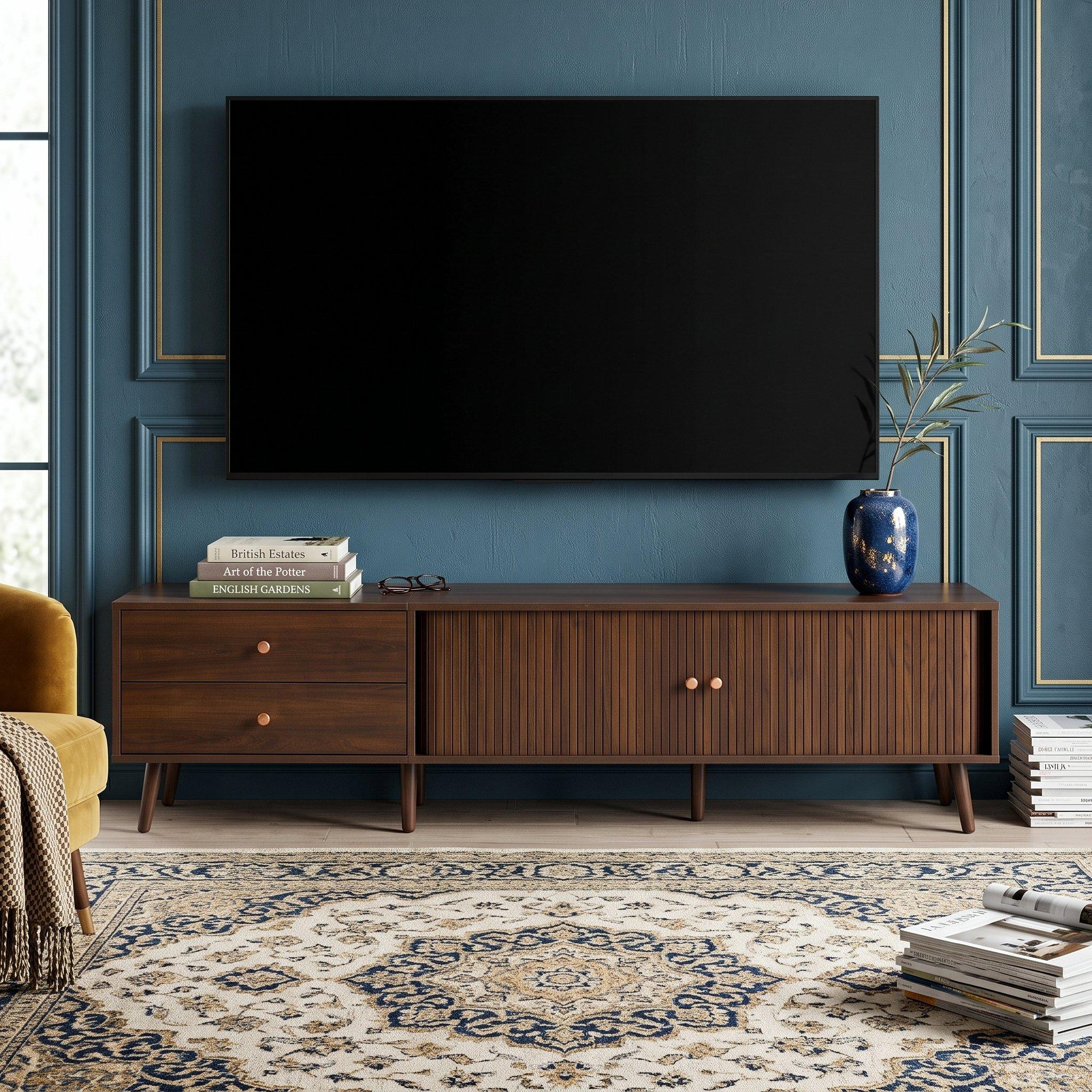 Urban Meuble  Roller Shutter Tv Stand Media Cabinet - Walnut