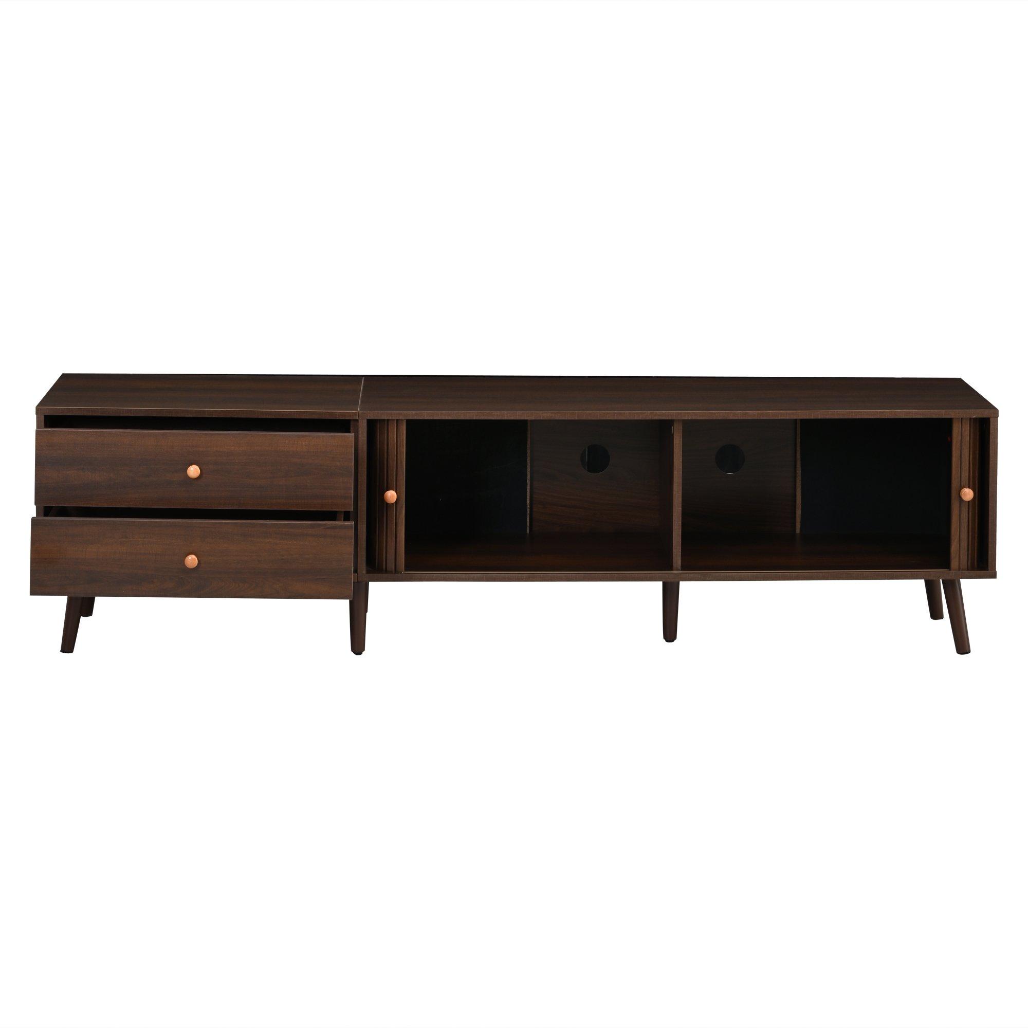 Walnut - Urban Meuble - Roller Shutter TV Stand Media Cabinet - 11