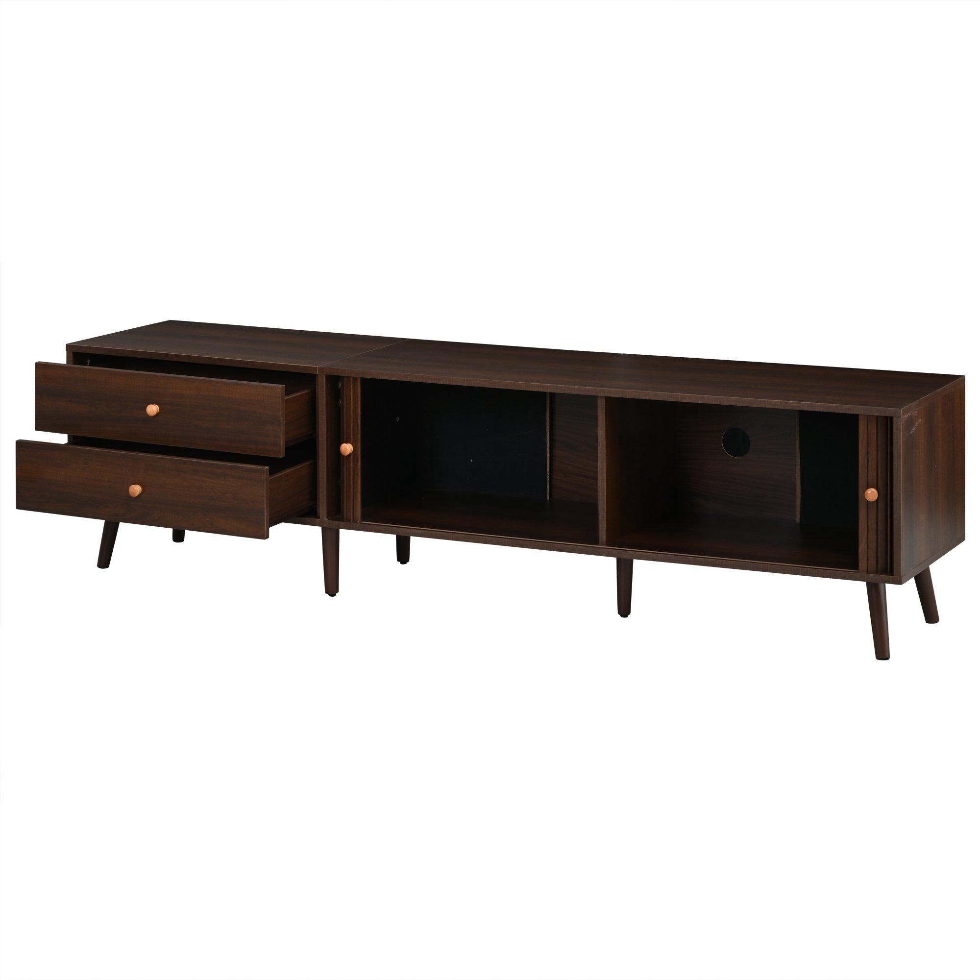 Walnut - Urban Meuble - Roller Shutter TV Stand Media Cabinet - 12