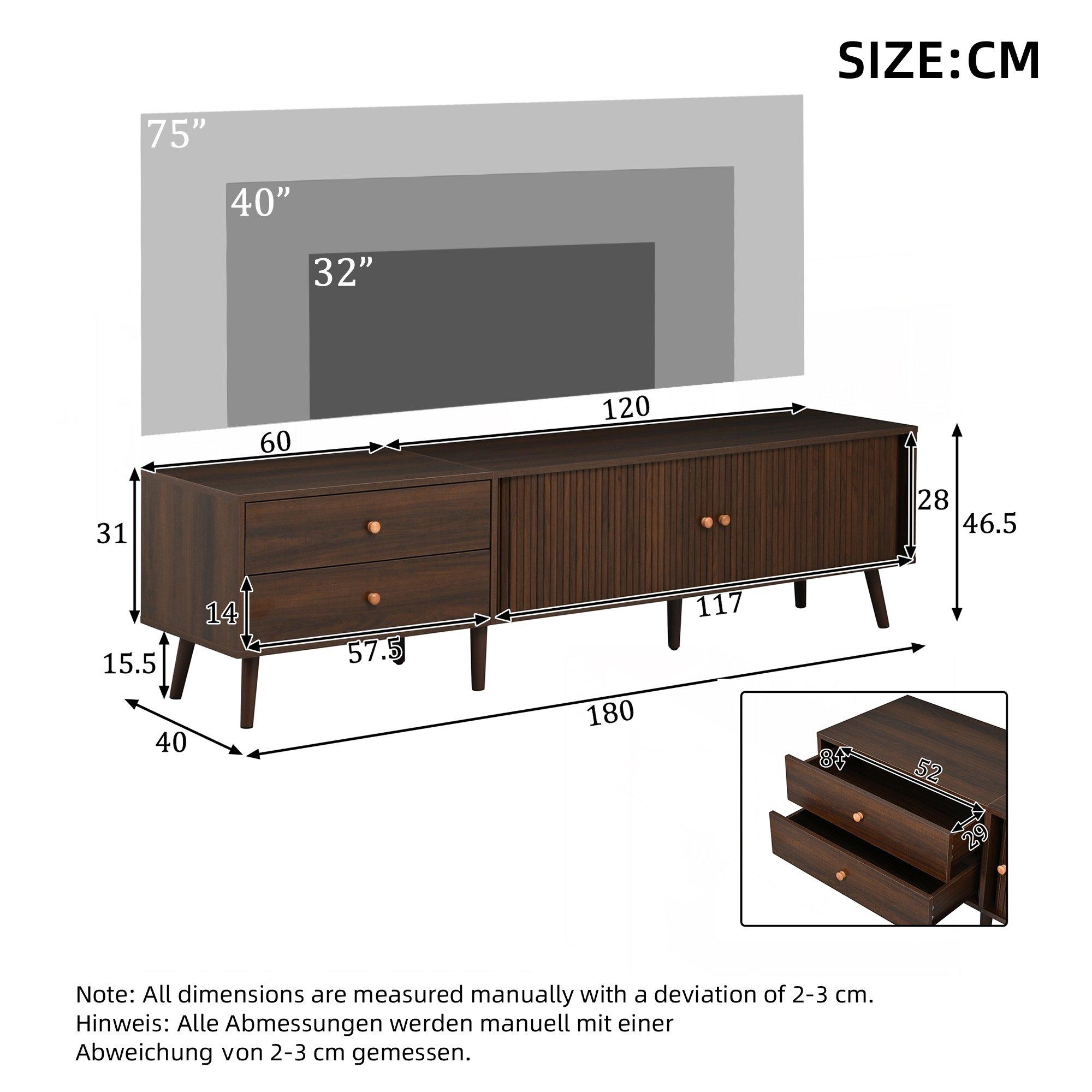 Walnut - Urban Meuble - Roller Shutter TV Stand Media Cabinet - 6