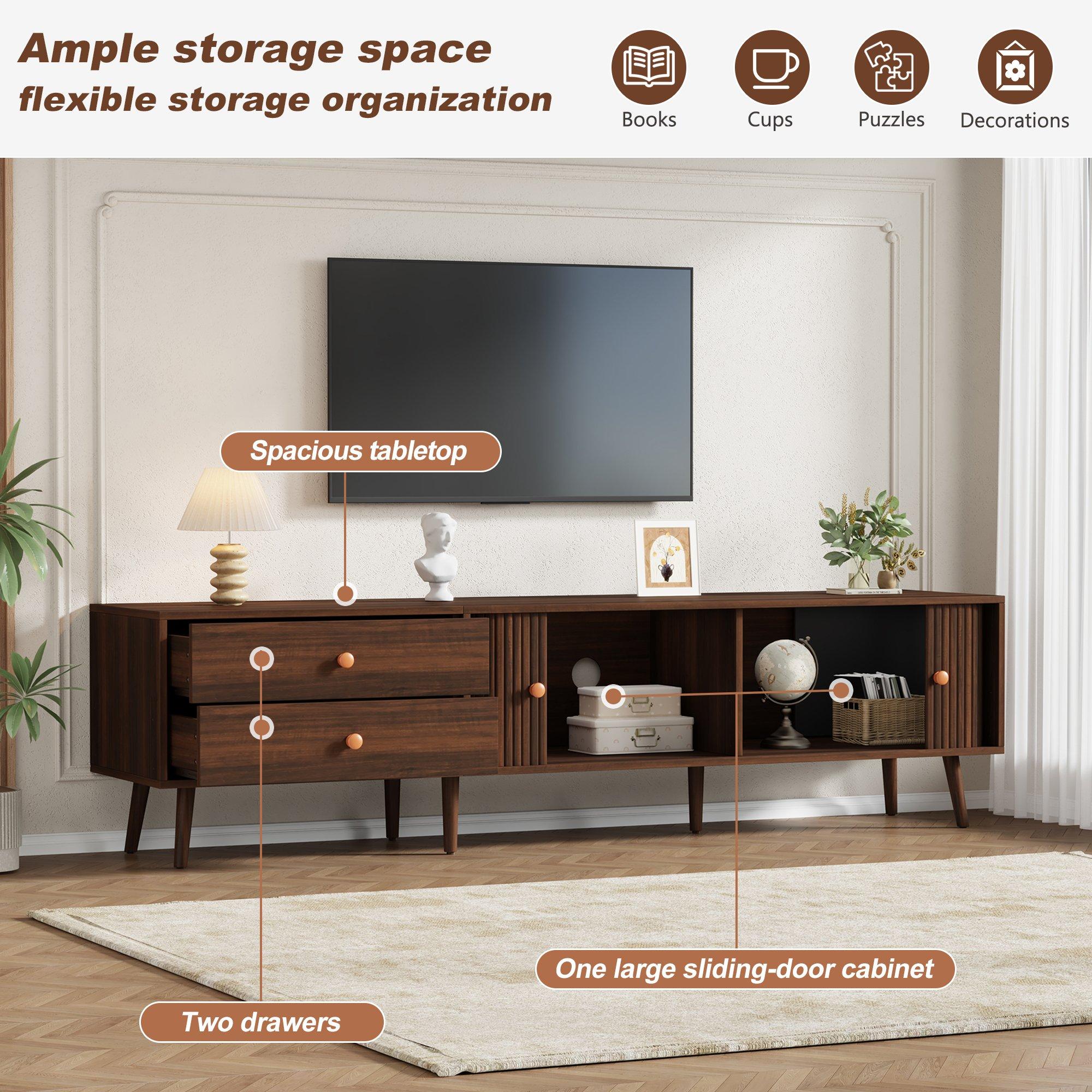 Walnut - Urban Meuble - Roller Shutter TV Stand Media Cabinet - 7