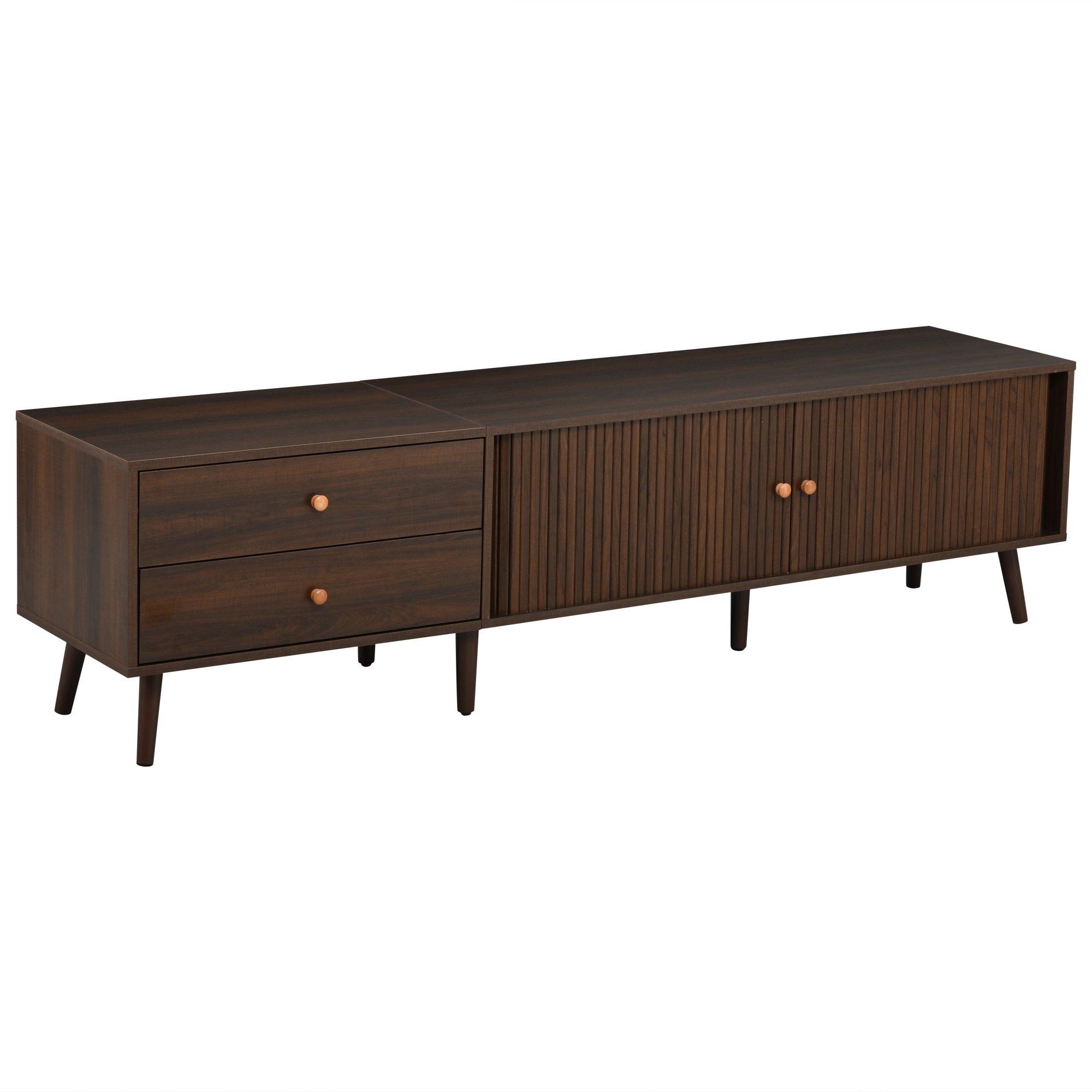 Walnut - Urban Meuble - Roller Shutter TV Stand Media Cabinet - 10