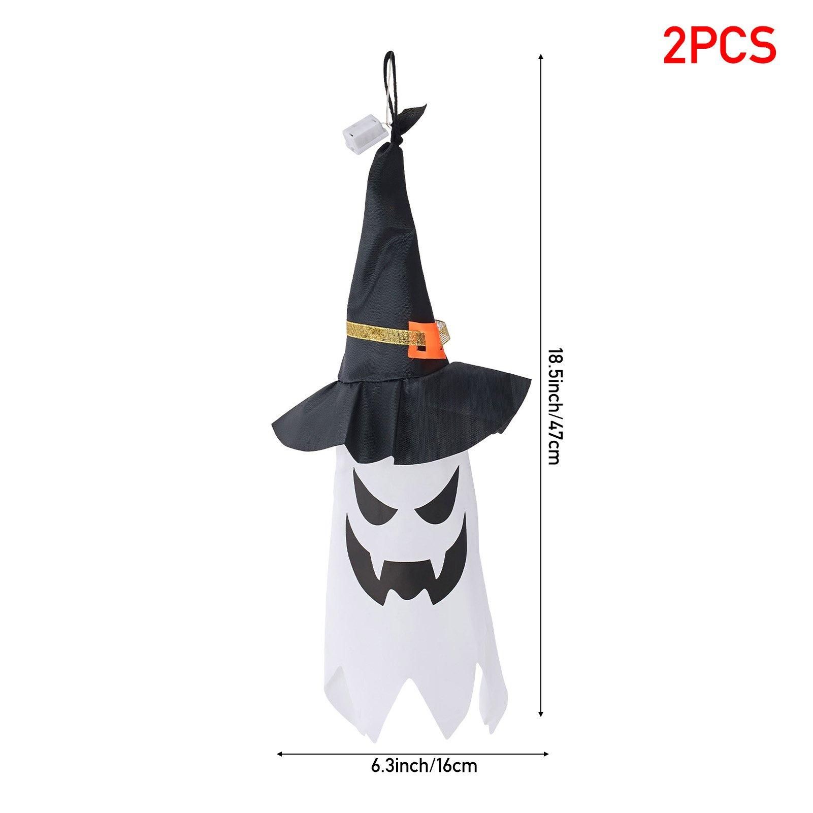 Black/White - LIFE IDEAS - 2Pcs Halloween Ghost Witch Hats with LED Lights - 2