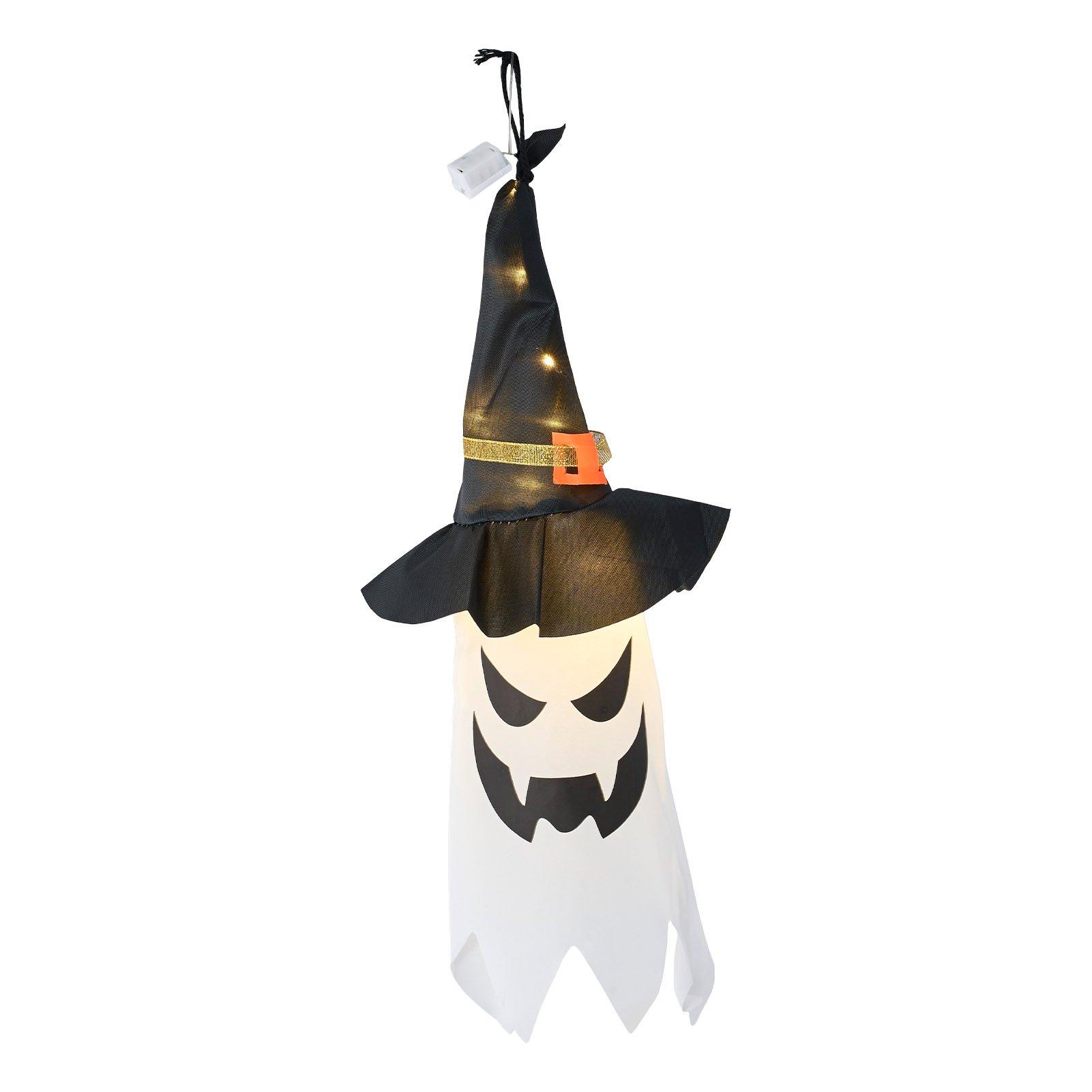 Black/White - LIFE IDEAS - 2Pcs Halloween Ghost Witch Hats with LED Lights - 3