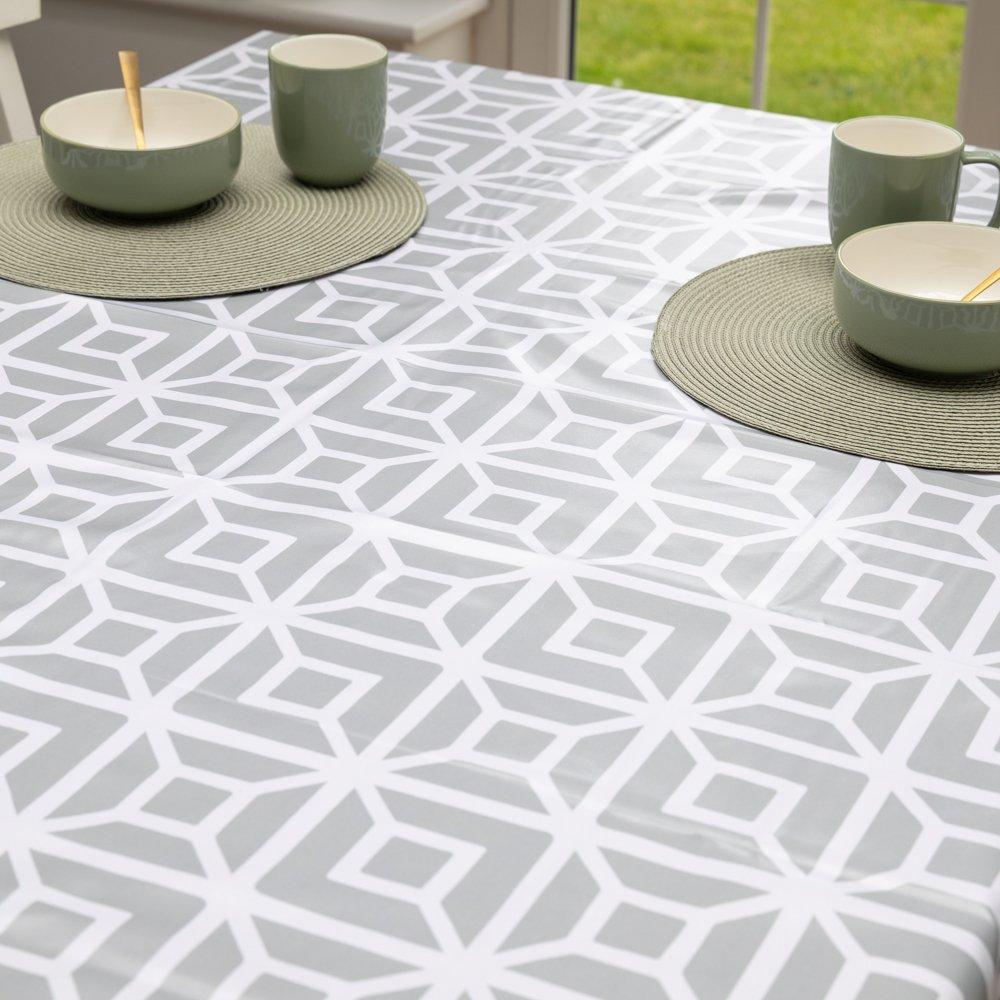 Grey - D C Fix - Karo Mondial Wipe Clean Polyester Tablecloth - 3