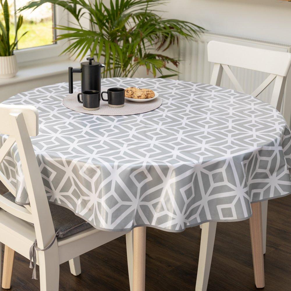 Grey - D C Fix - Karo Mondial Wipe Clean Polyester Tablecloth - 5