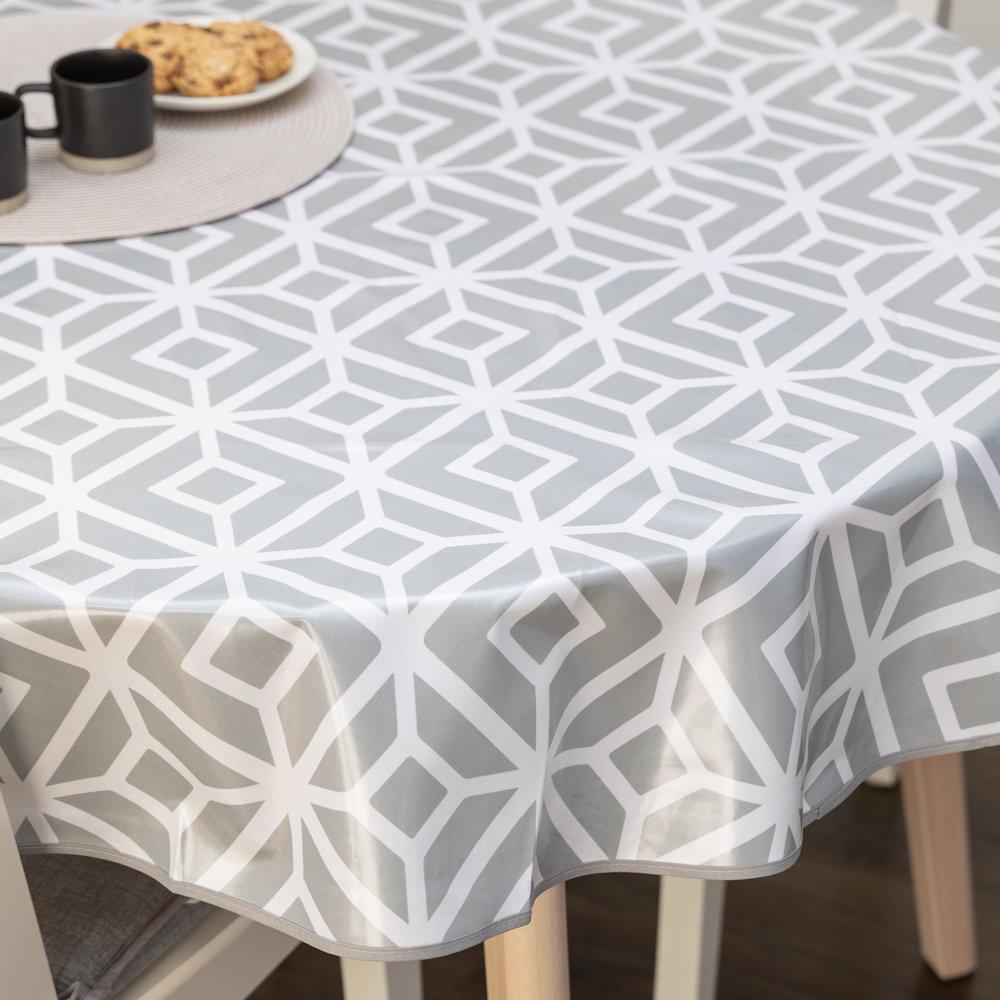 Grey - D C Fix - Karo Mondial Wipe Clean Polyester Tablecloth - 6
